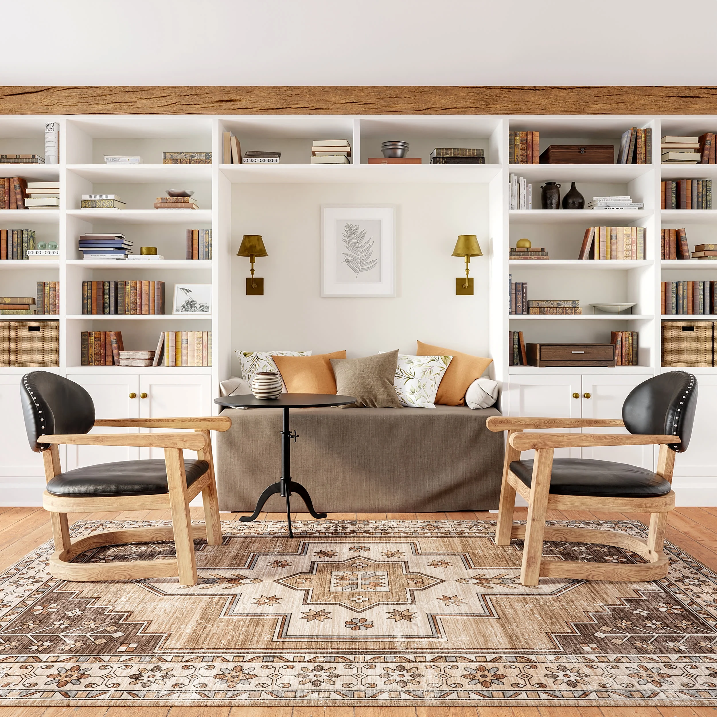Laurel Medallion Washable Rug | Sand - Image 2