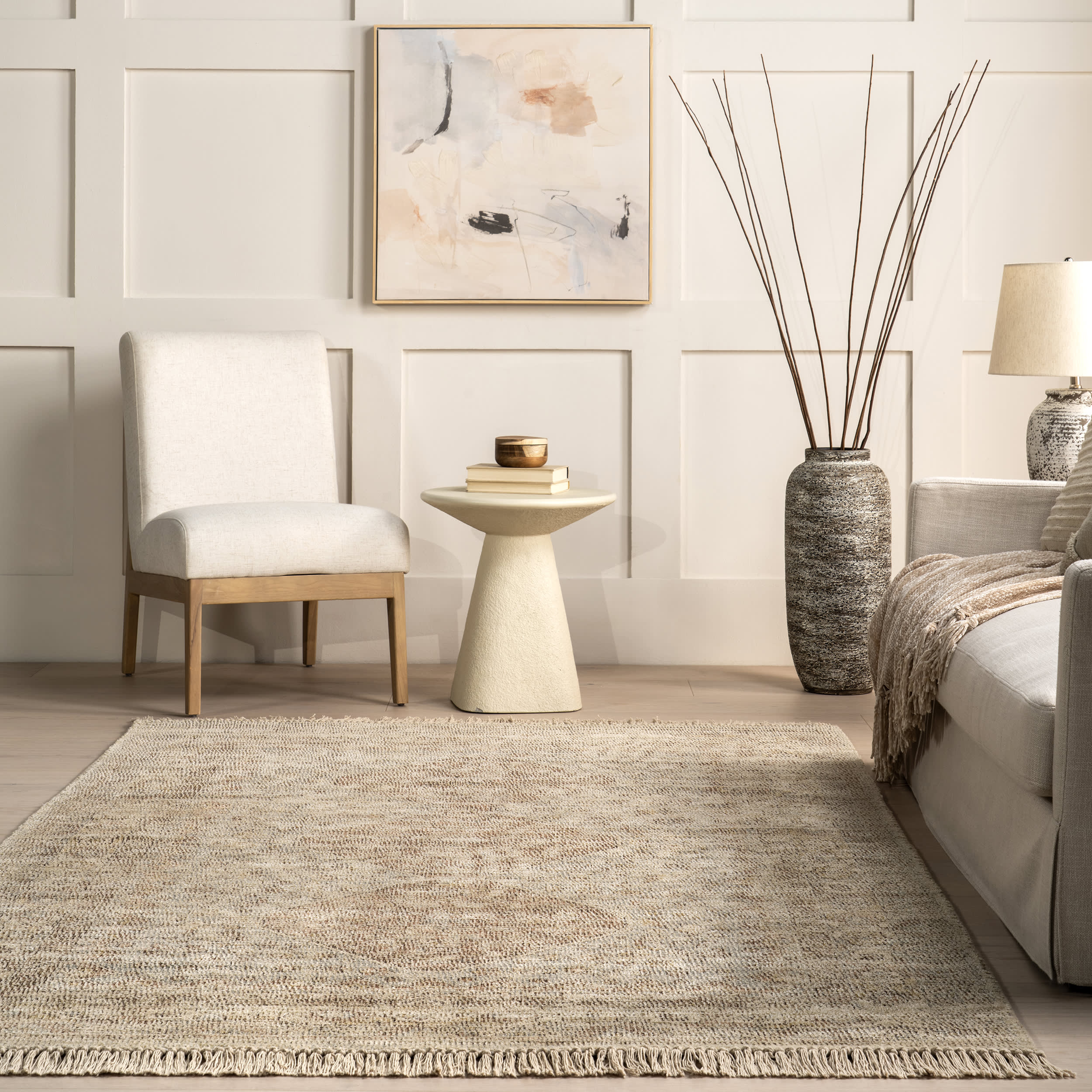 Laurie Casual Tasseled Rug | Khaki - Image 4