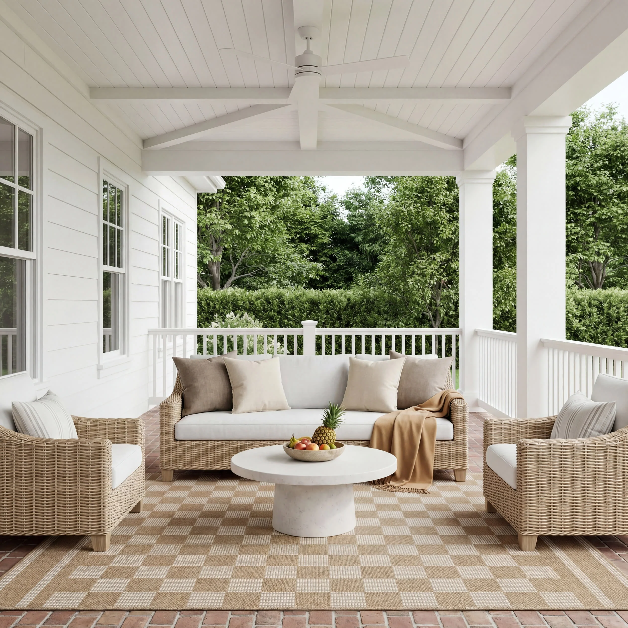 Layali Modern Checkered Indoor/Outdoor Rug | Ivory - Image 2