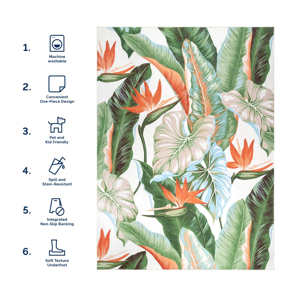 Leaves Washable Rug | Forest Green - Image 6
