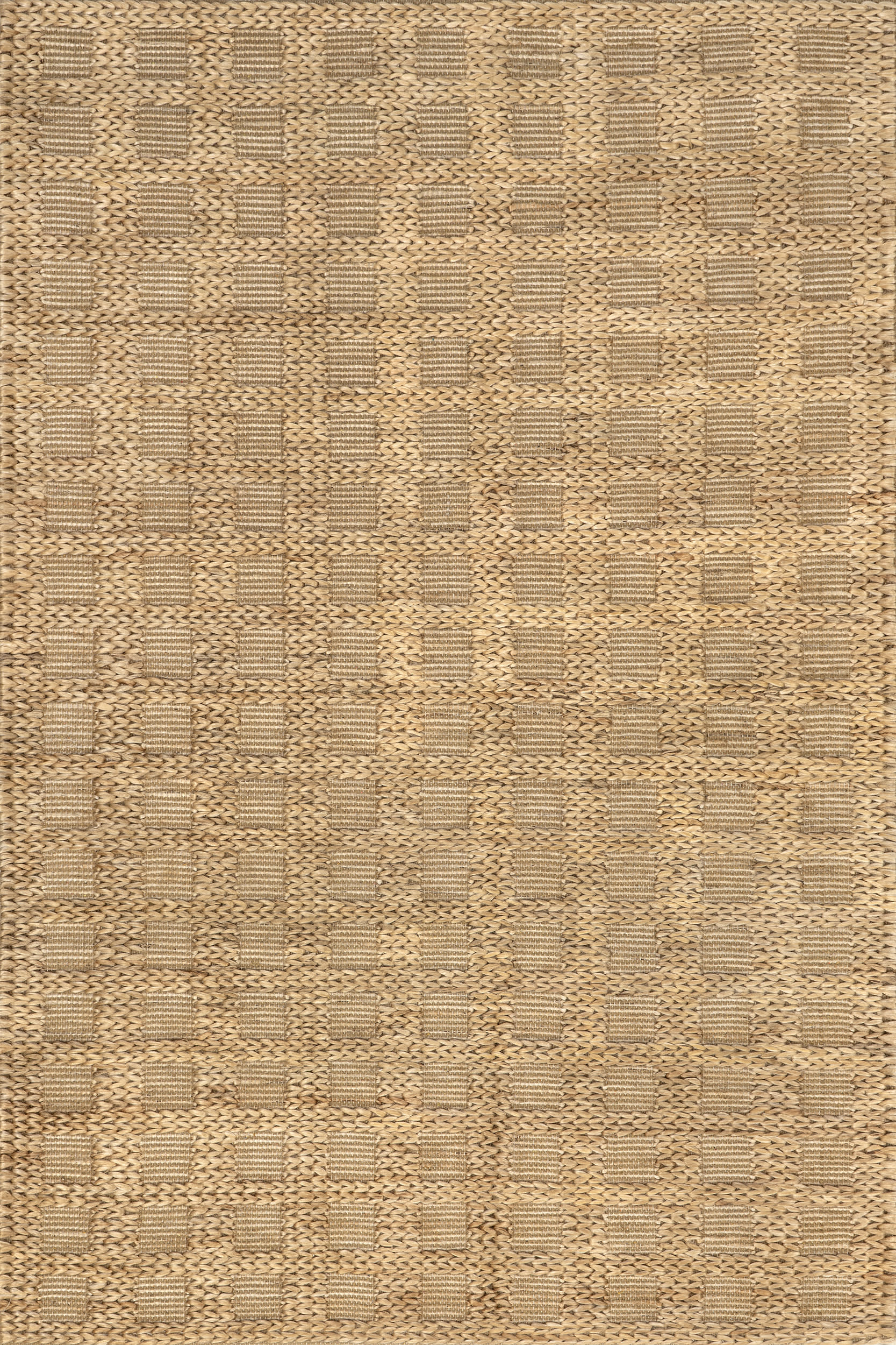 Lennon Checkered Hand Braided Jute Rug | Natural