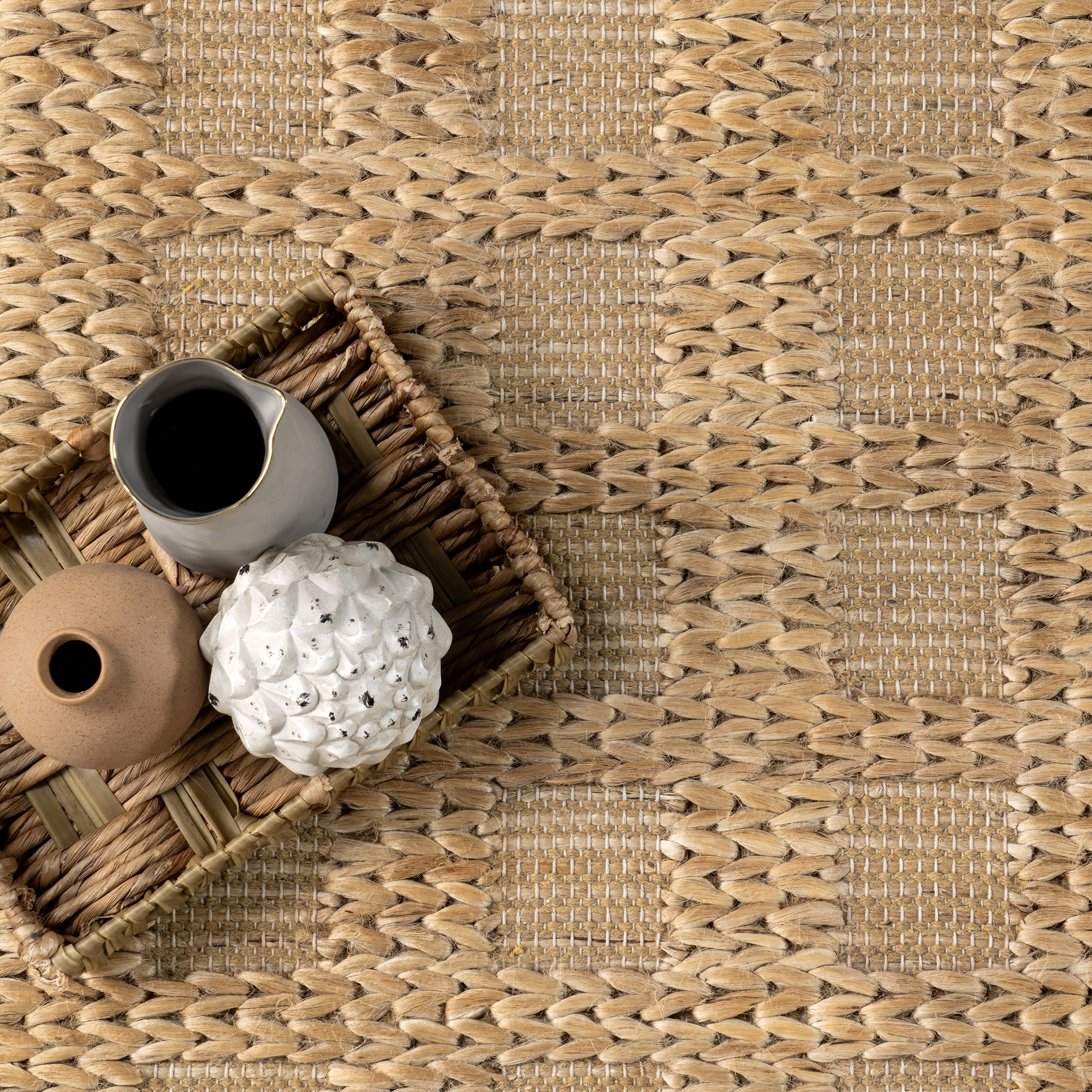 Lennon Checkered Hand Braided Jute Rug | Natural - Image 7