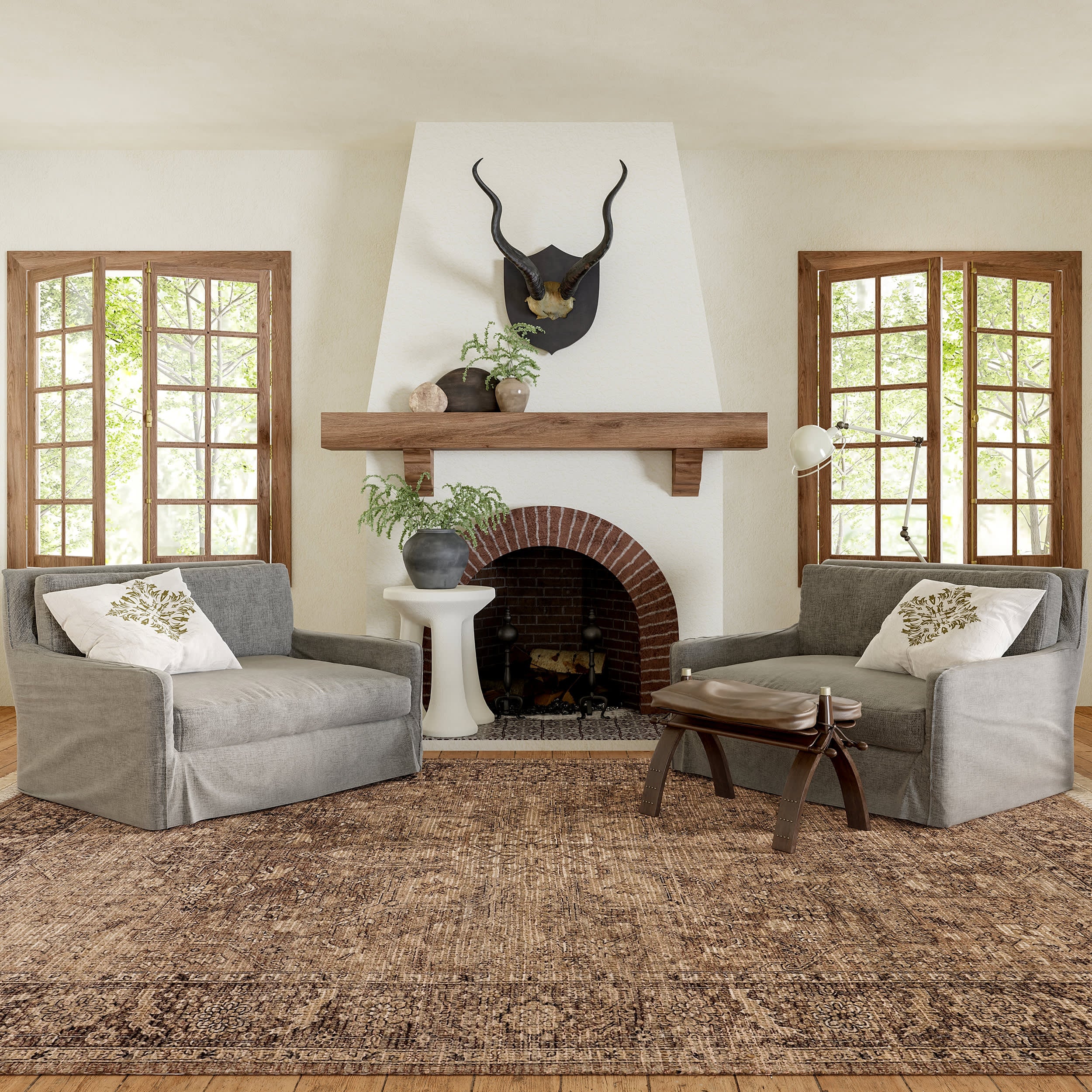 Lennox Medallion Tassel Rug | Brown - Image 2
