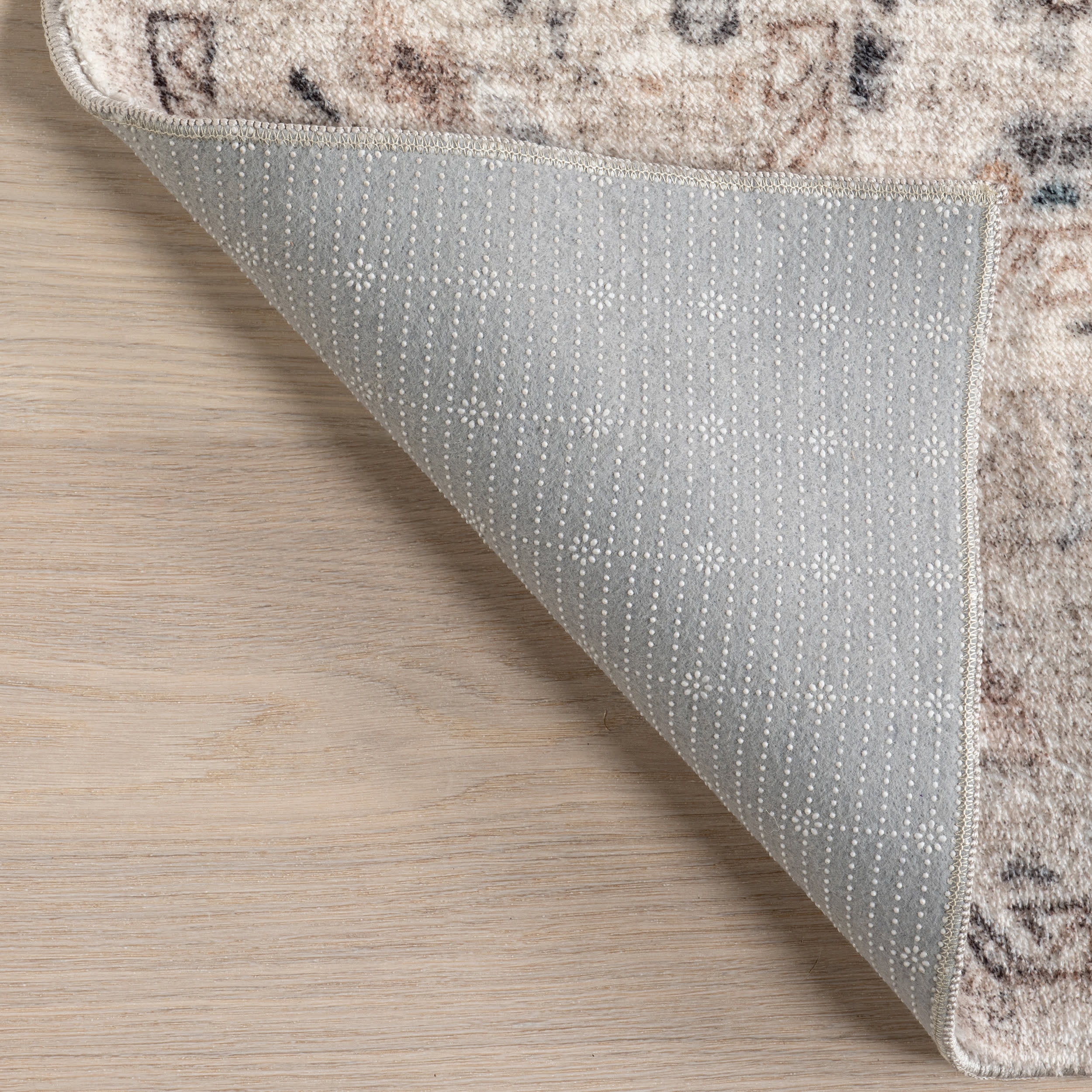 Leola Vintage Garden Floral Washable Rug | Grey - Image 6