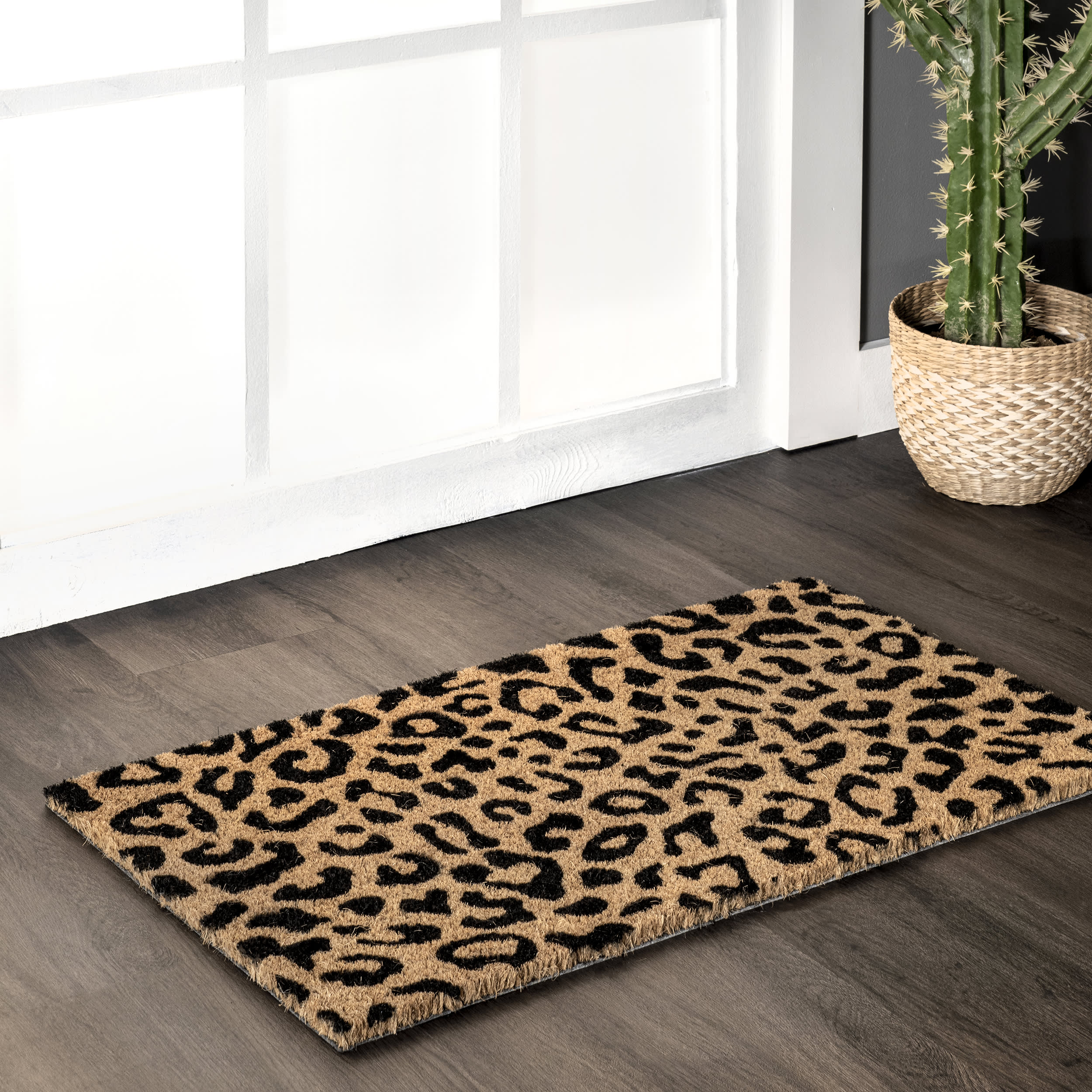 Leopard Spotted Coir Doormat | Natural - Image 2