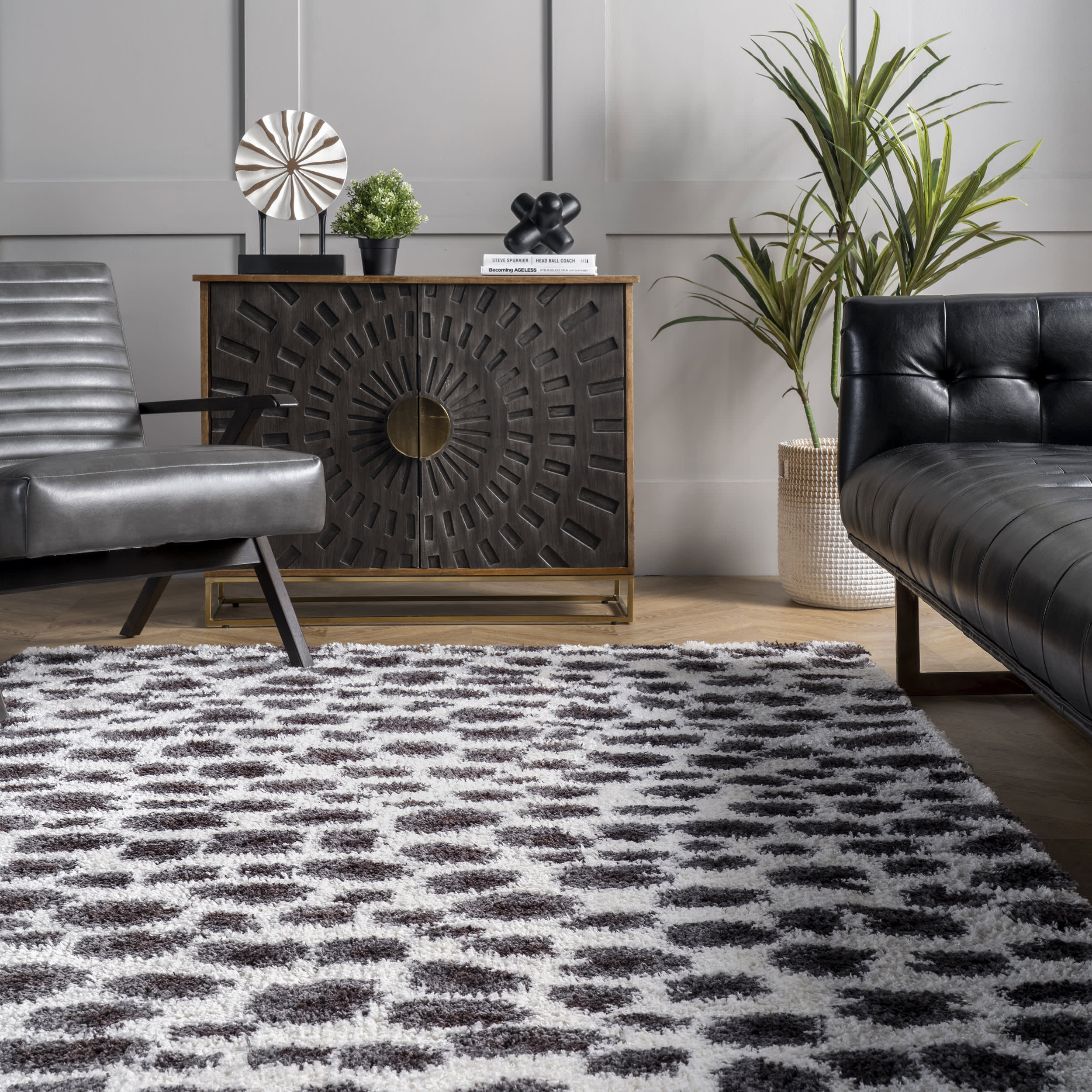Leopard Spotted Shag Rug | Beige - Image 4