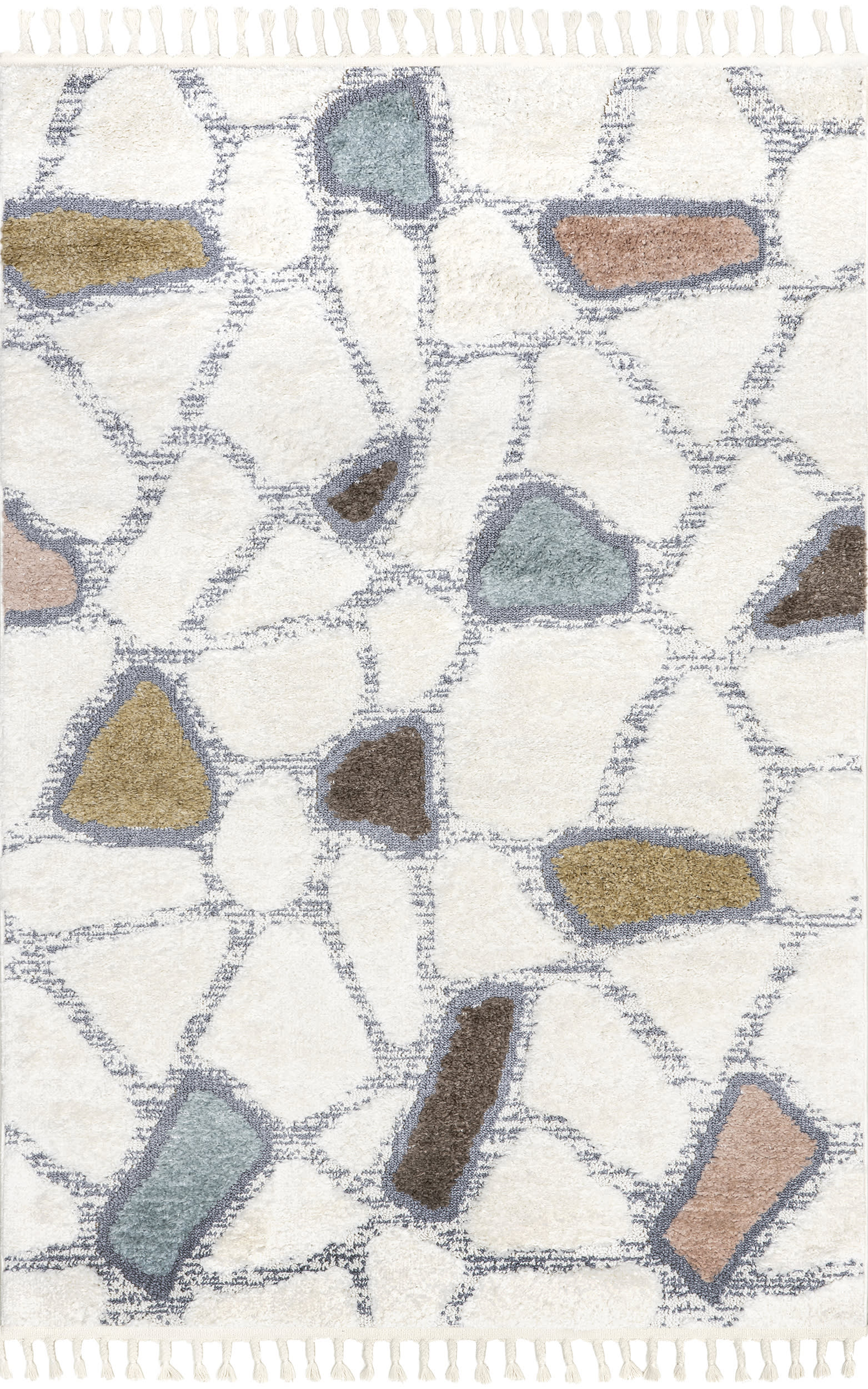 Lexi Colorful Cobblestones Kids Rug | Beige