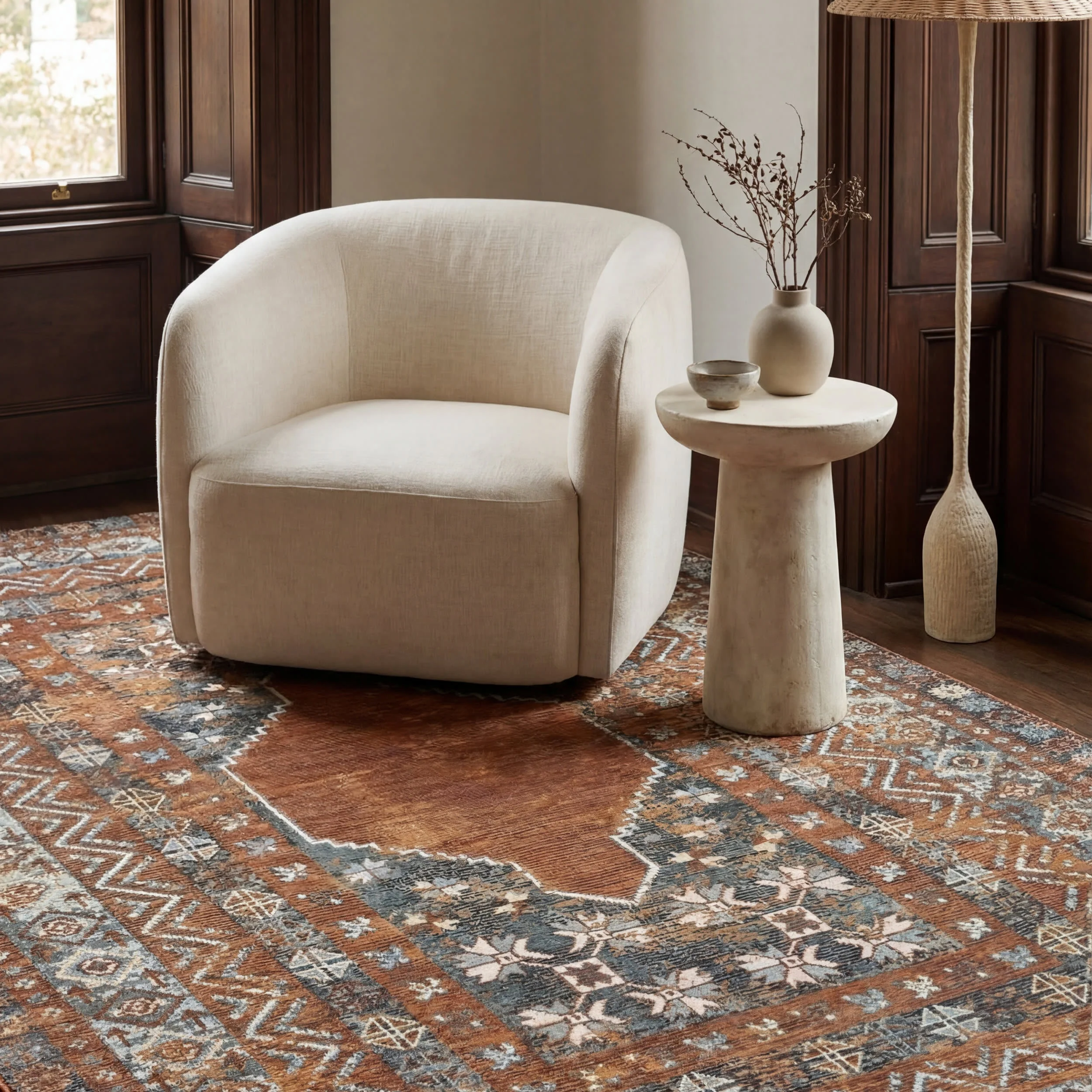 Liamara Traditional Medallion Indoor/Outdoor Rug | Brown - Image 5
