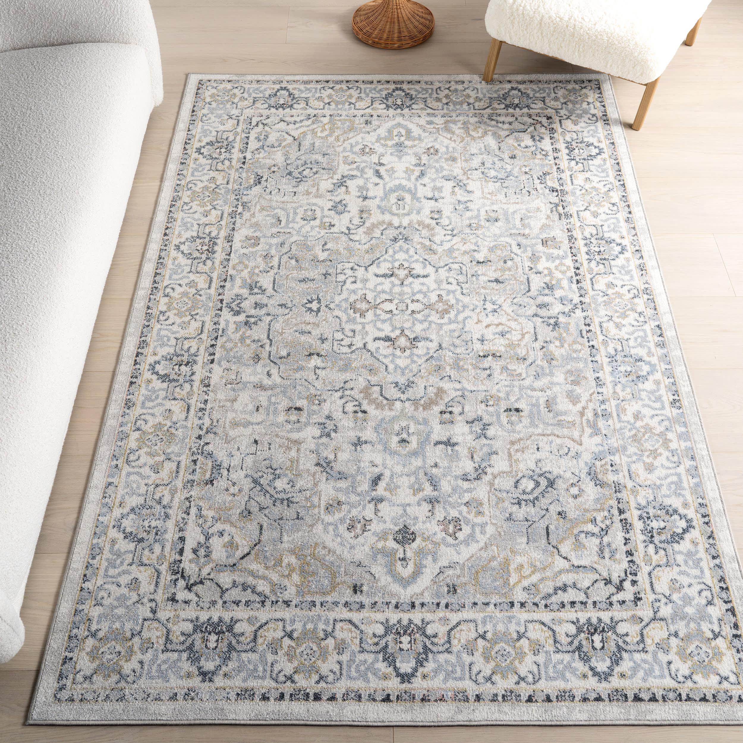 Lianna Washable Vines Rug | Blue - Image 2