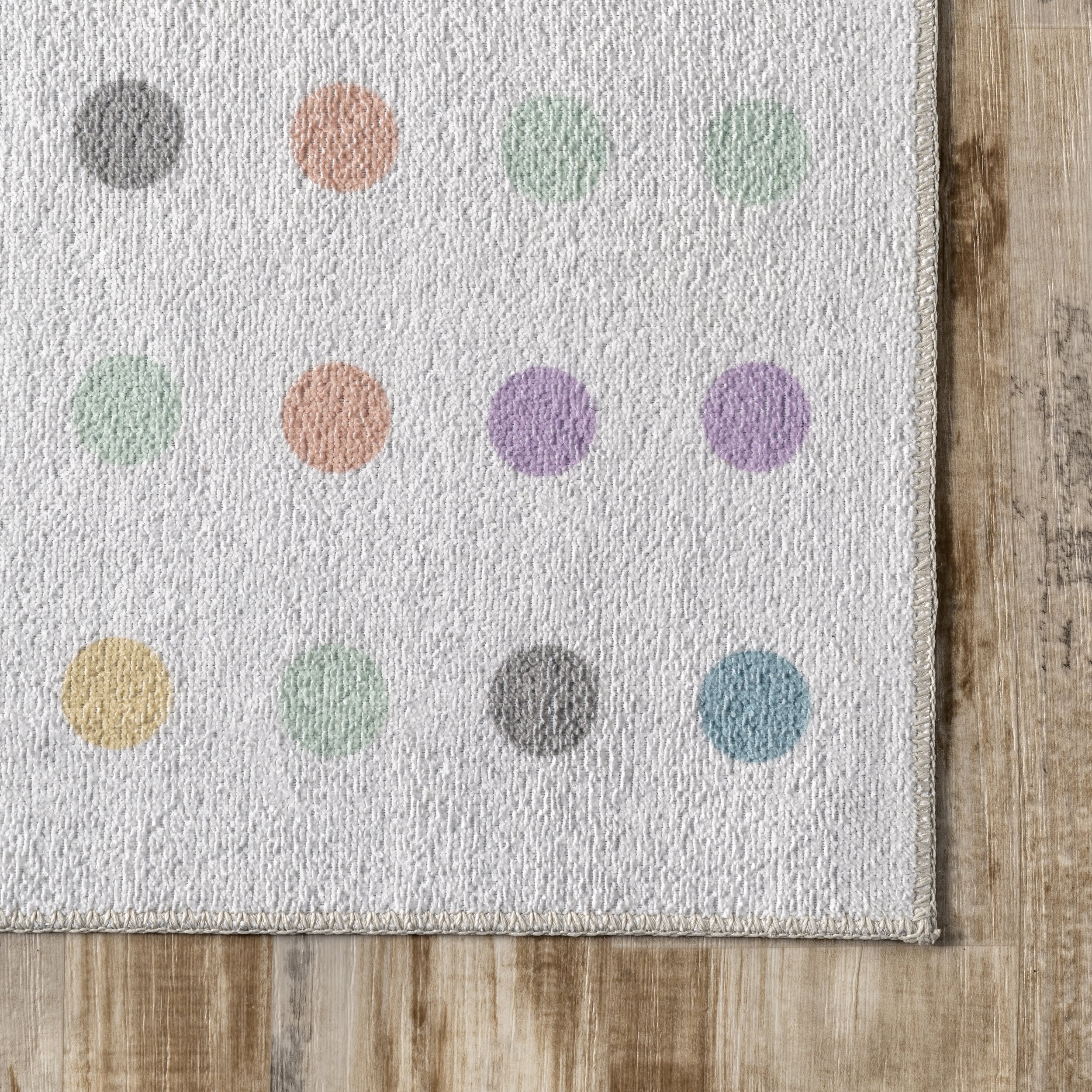 Lila Polka Dotted Washable Rug | Ivory - Image 3