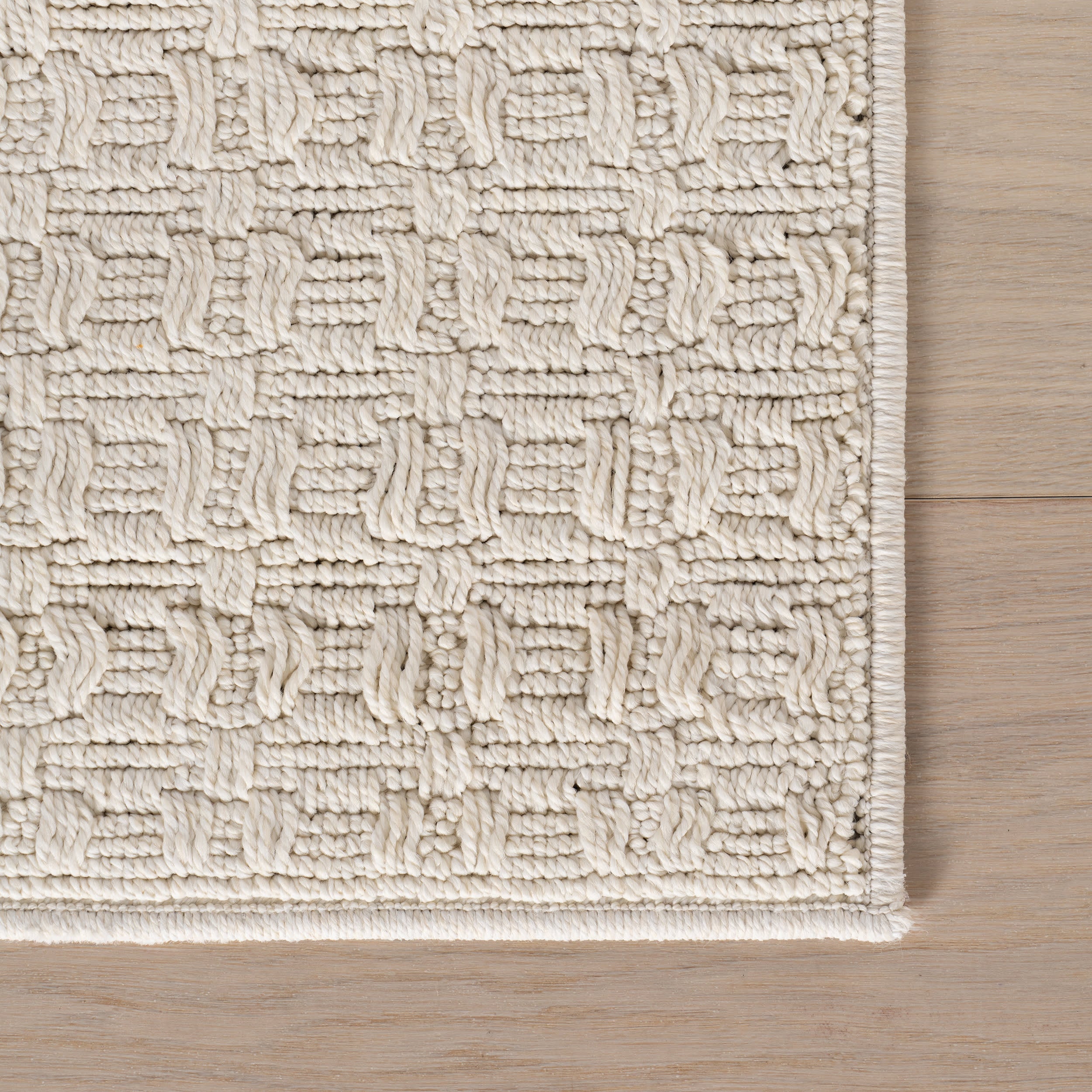 Lilian Textured Squares Indoor/Outdoor Rug | Cream - Image 3