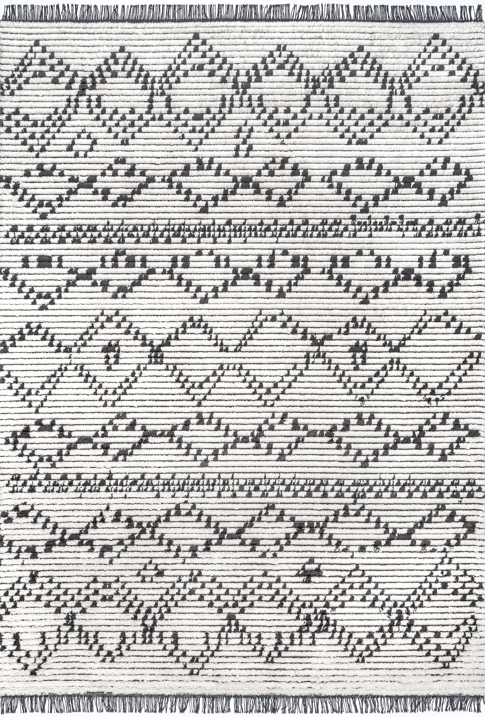 Lilith Stippled Tasseled Rug | Beige