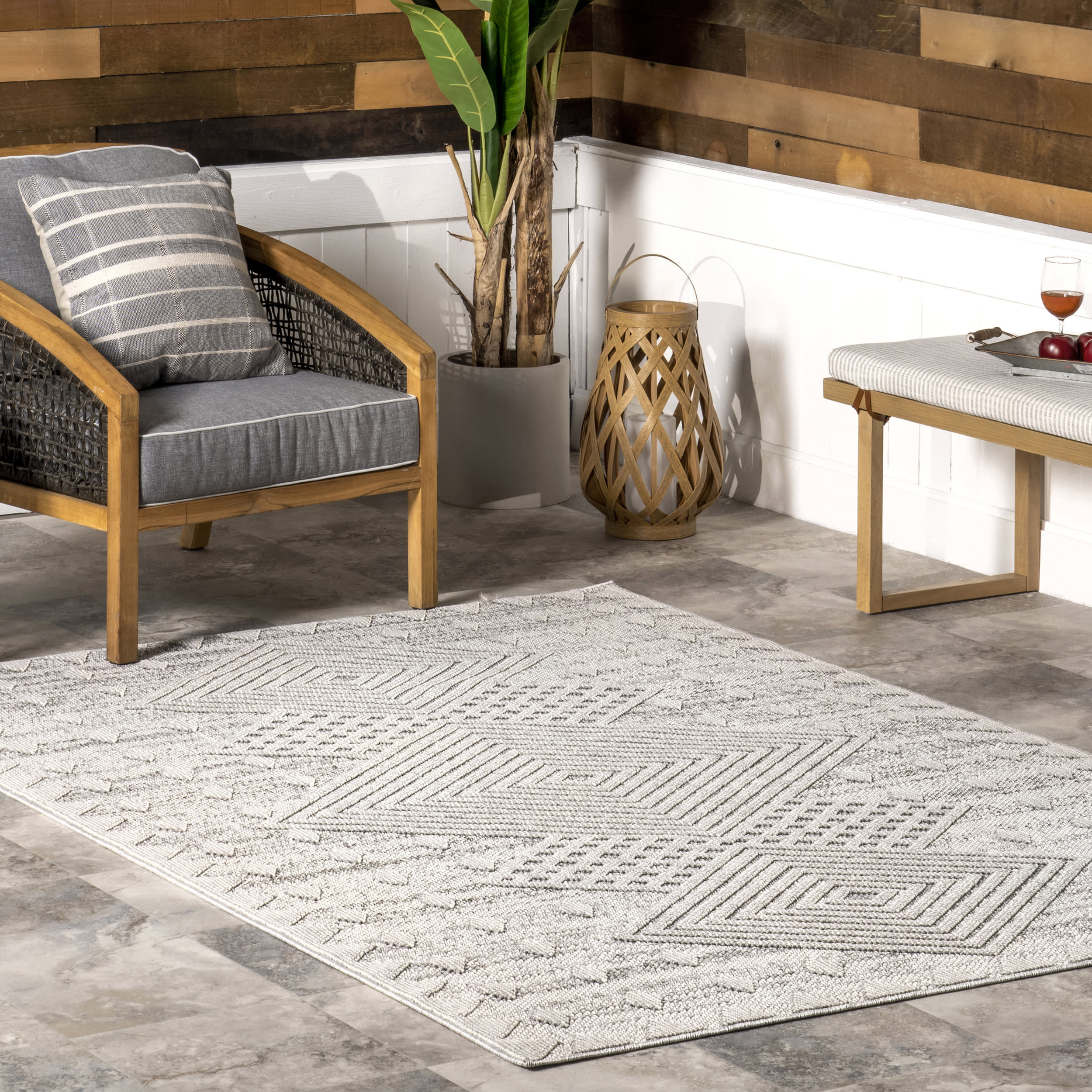 Lillia Indoor/Outdoor Geometric Rug | Grey - Image 2