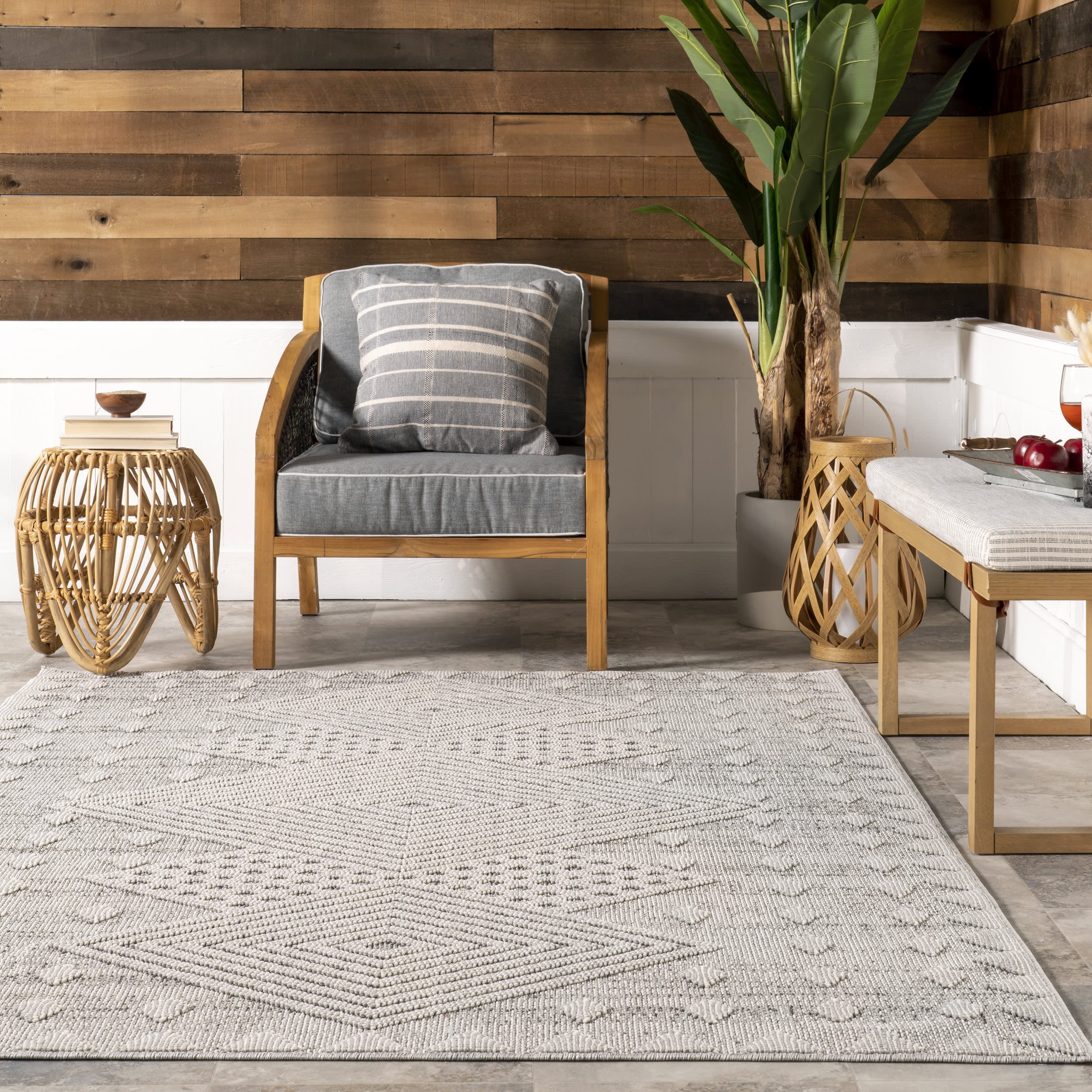 Lillia Indoor/Outdoor Geometric Rug | Grey - Image 4