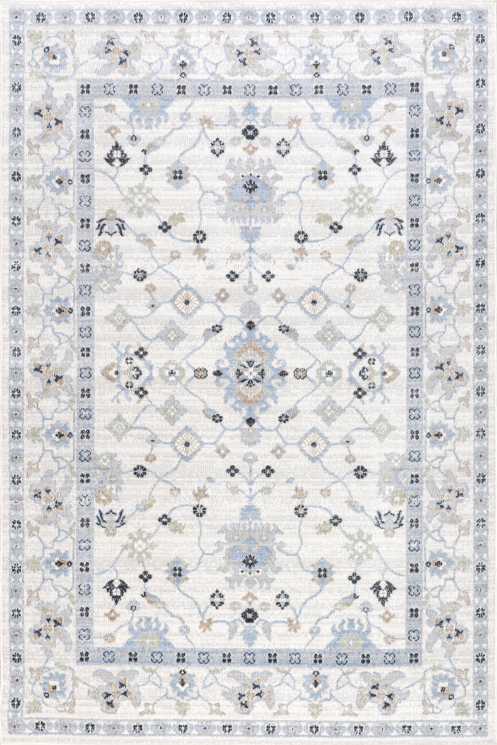 Lilliana Floral Medallion Washable Rug | Light Blue