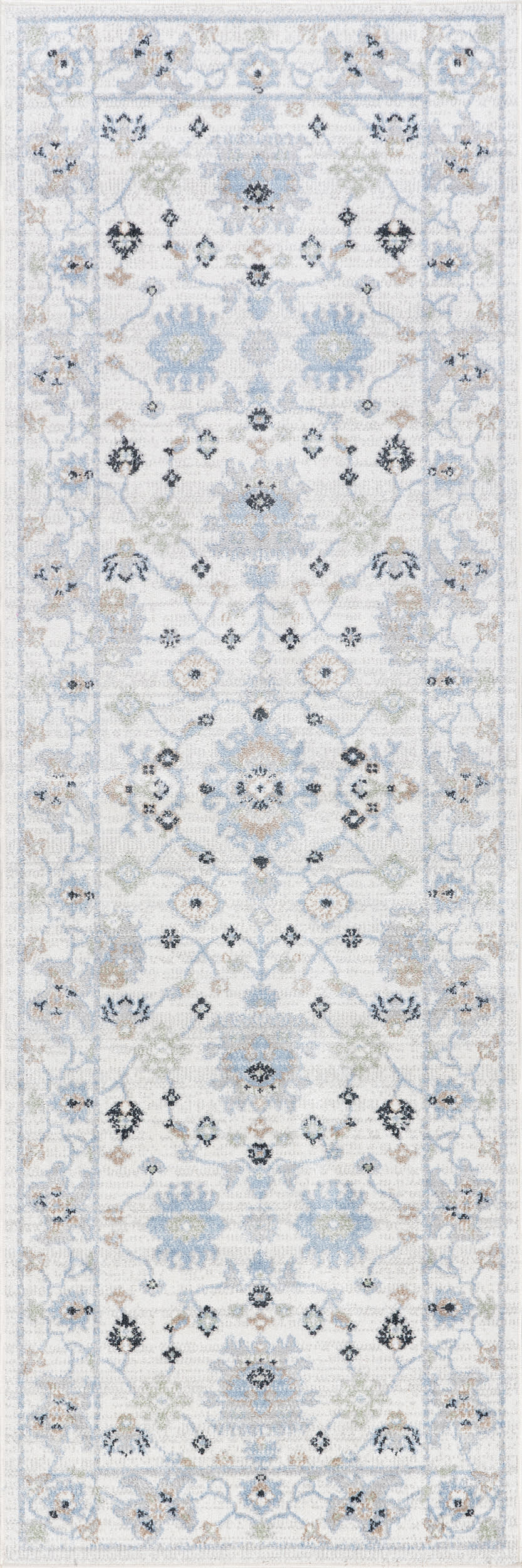 Lilliana Floral Medallion Washable Rug | Light Blue