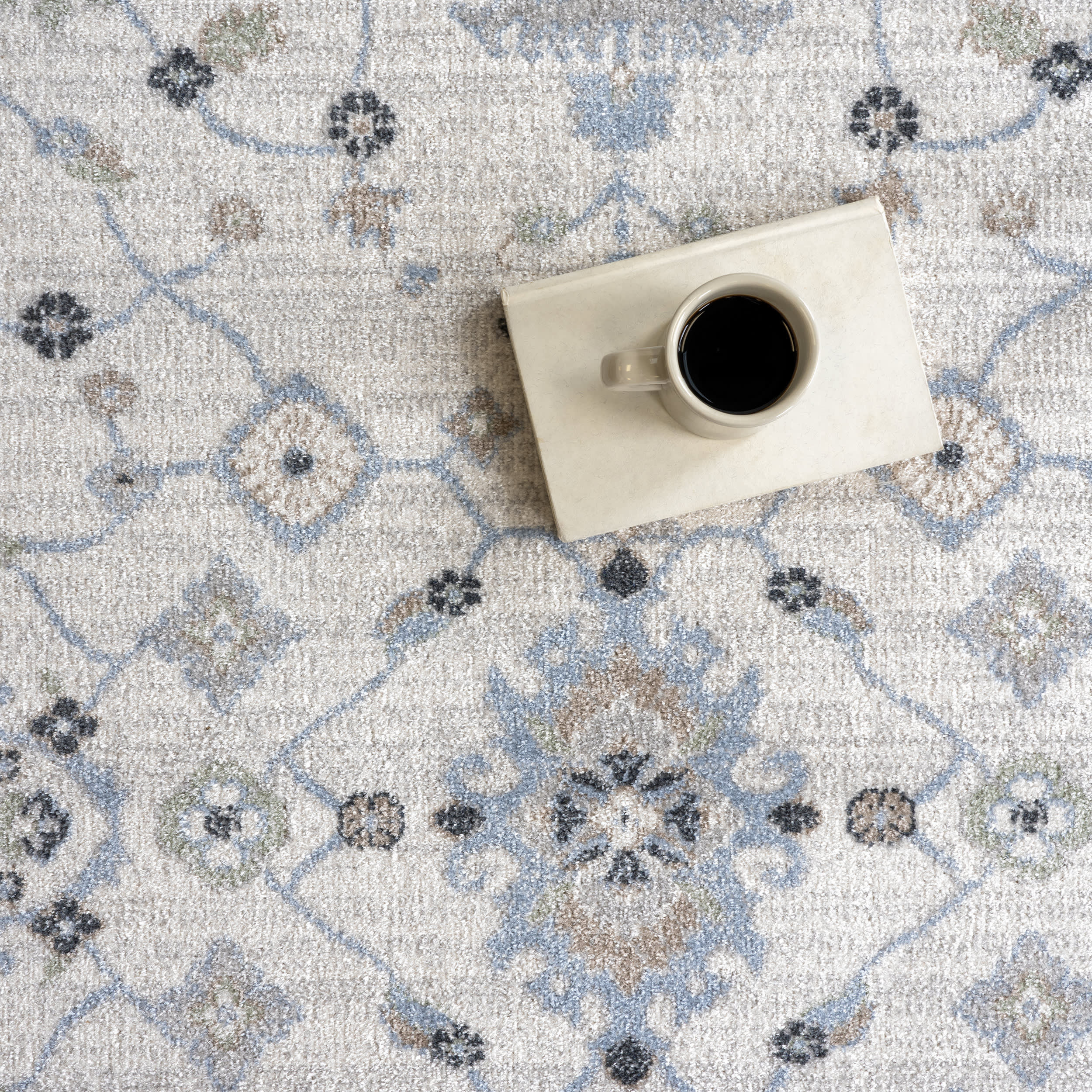 Lilliana Floral Medallion Washable Rug | Light Blue - Image 8