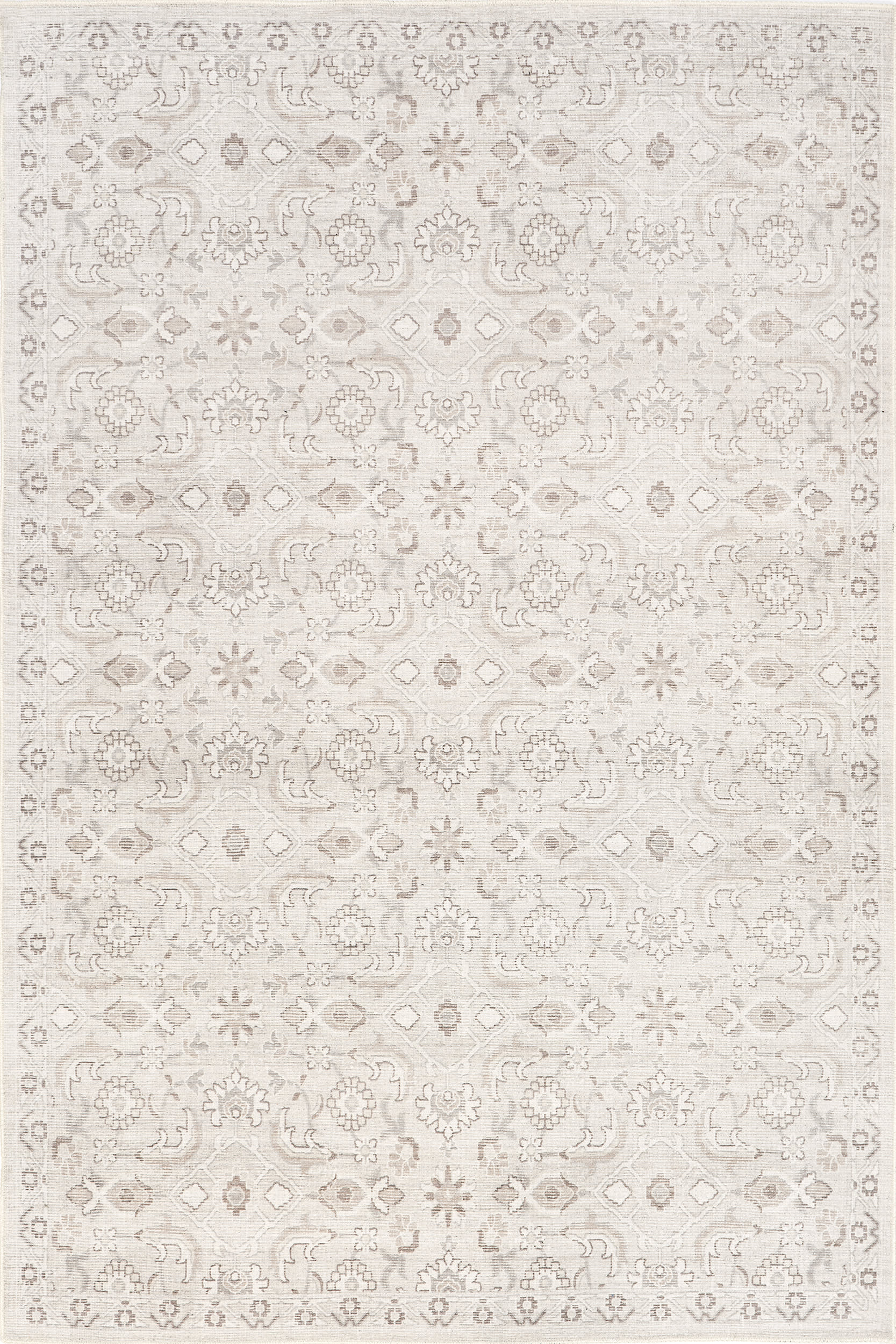 Lillie Classic Floral Washable Rug | Cream