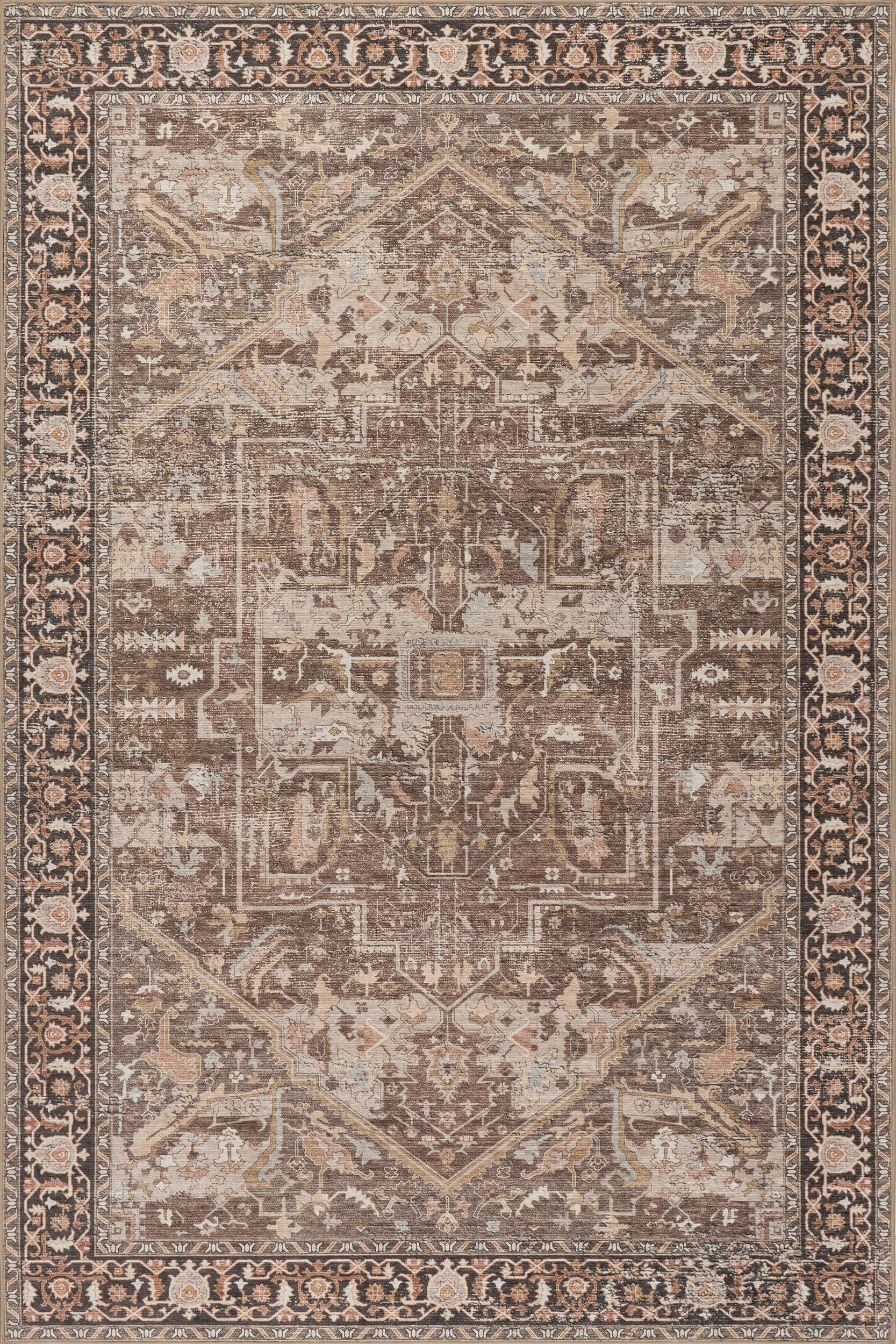 Lilyana Spill Proof Washable Rug | Dark Brown