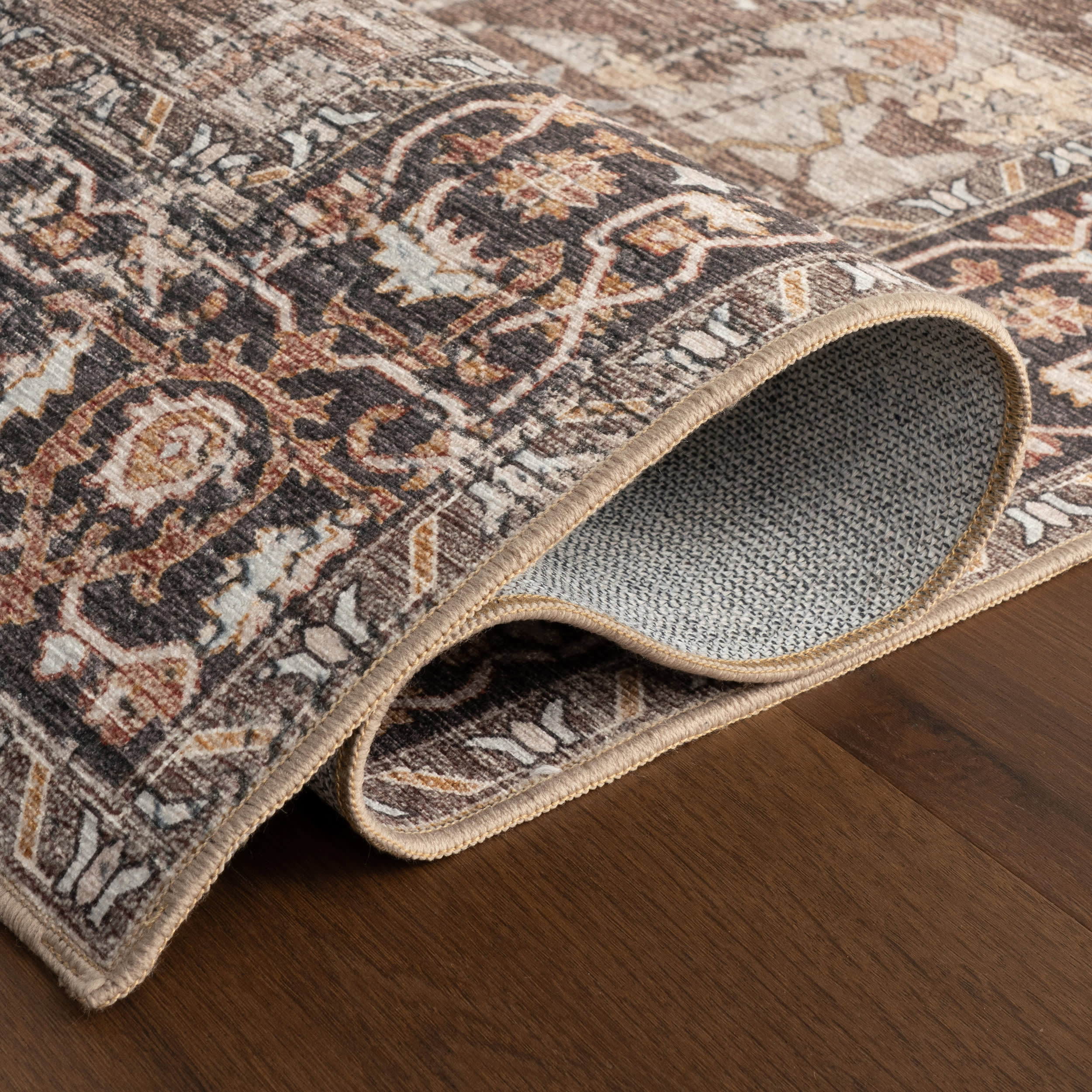 Lilyana Spill Proof Washable Rug | Dark Brown - Image 9