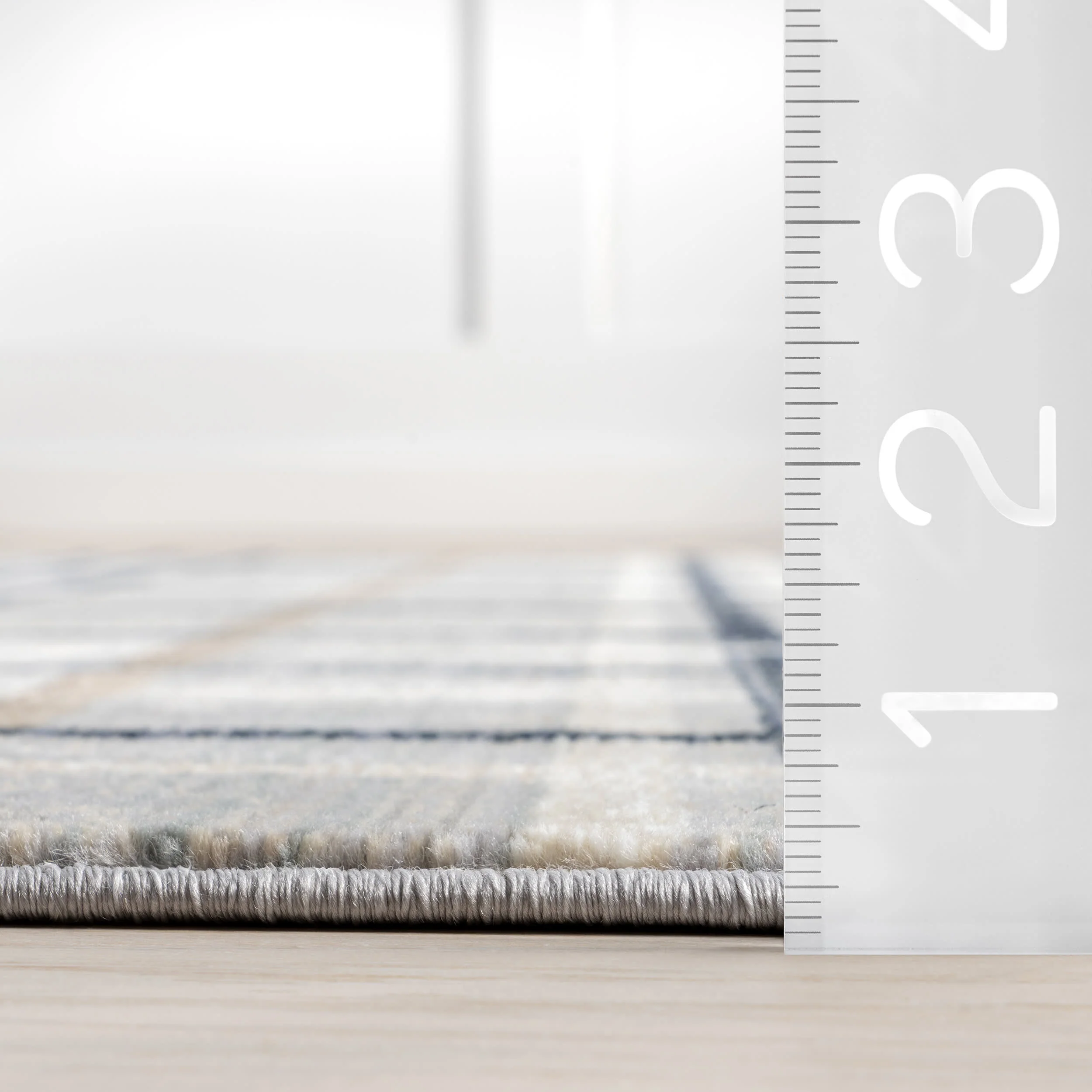 Lina Plaid Fringed Rug | Blue - Image 6
