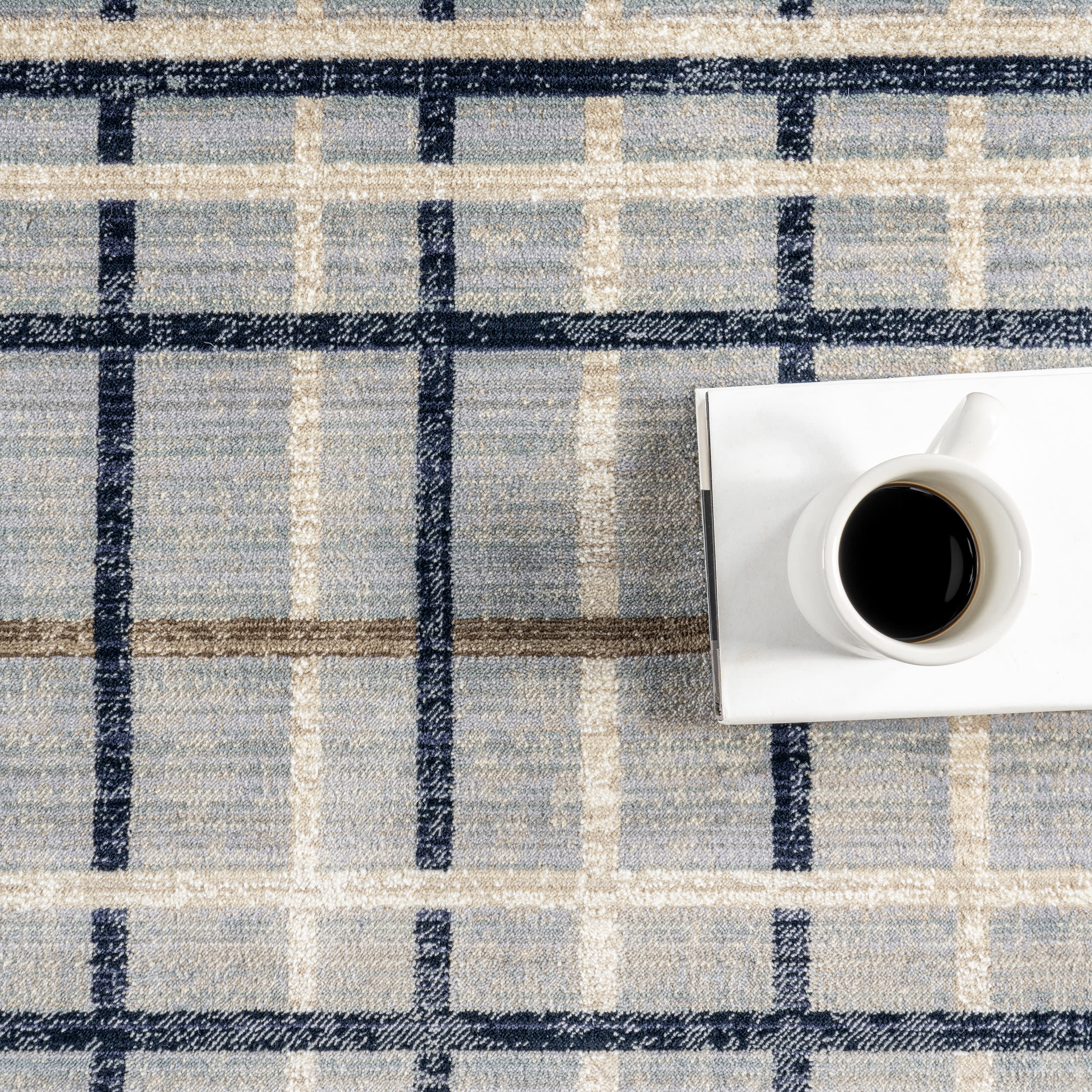 Lina Plaid Fringed Rug | Blue - Image 8