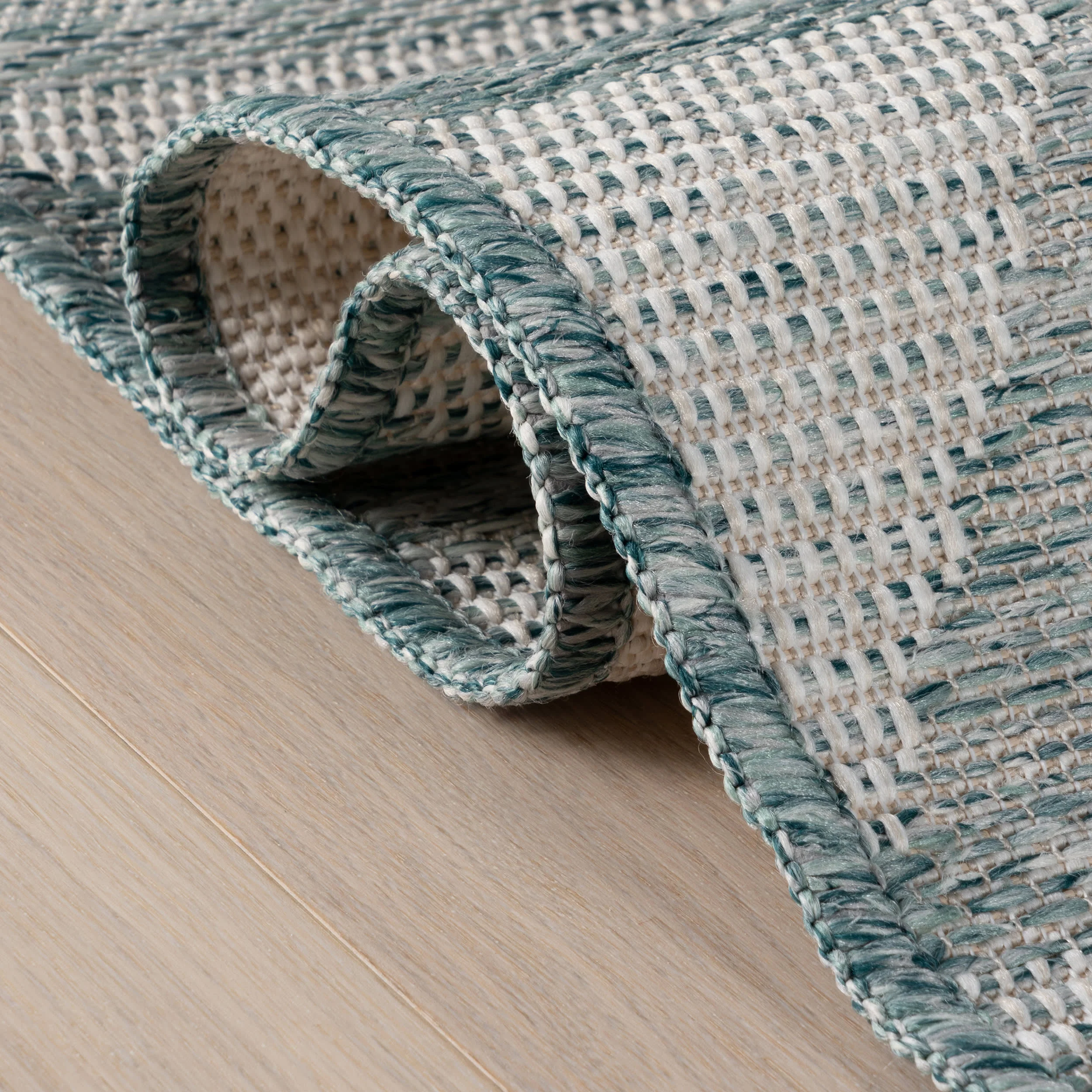 Linea Modern Geometric Indoor/Outdoor Rug | Blue - Image 6