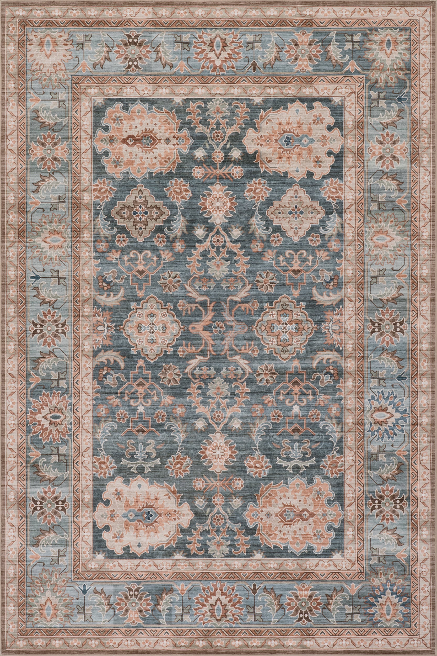 Liora Traditional Washable Rug | Blue
