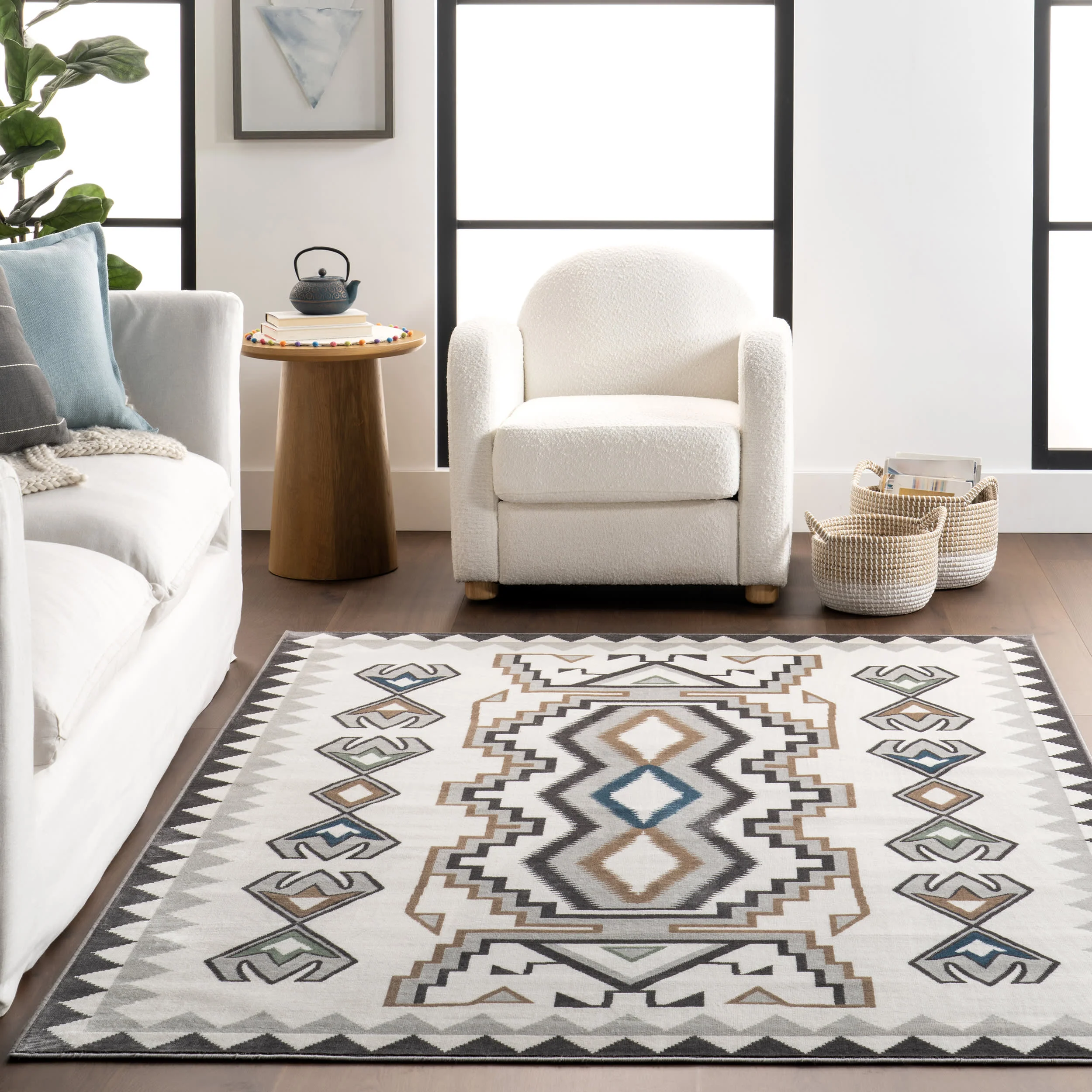 Liz Washable Geometric Rug | Beige - Image 4
