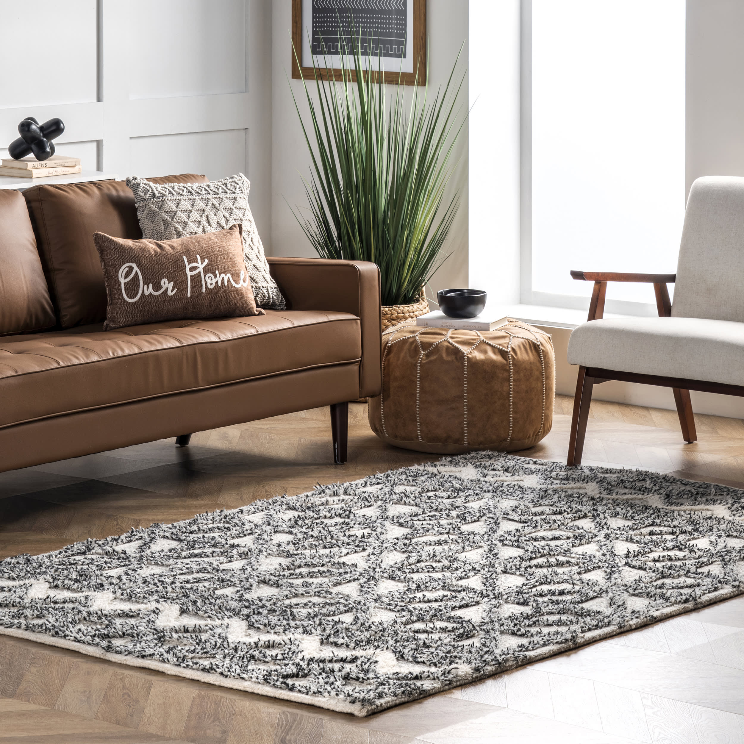 London Wool Lattice Rug | Grey - Image 2