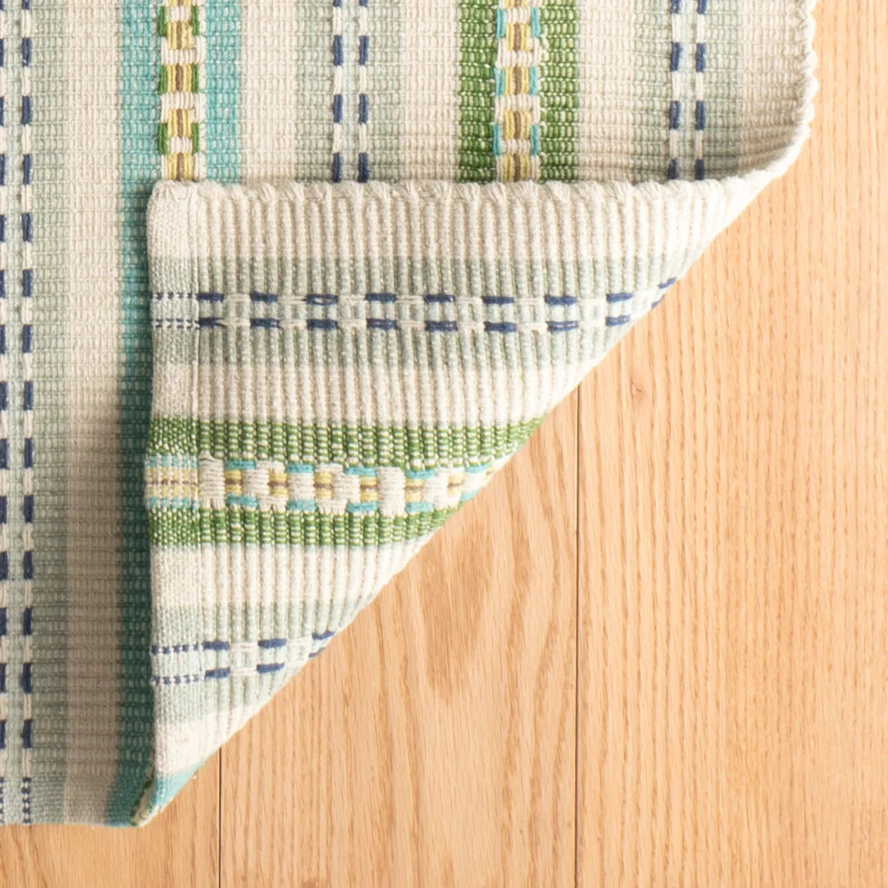 Long Slade Handwoven Cotton Rug | Teal - Image 8