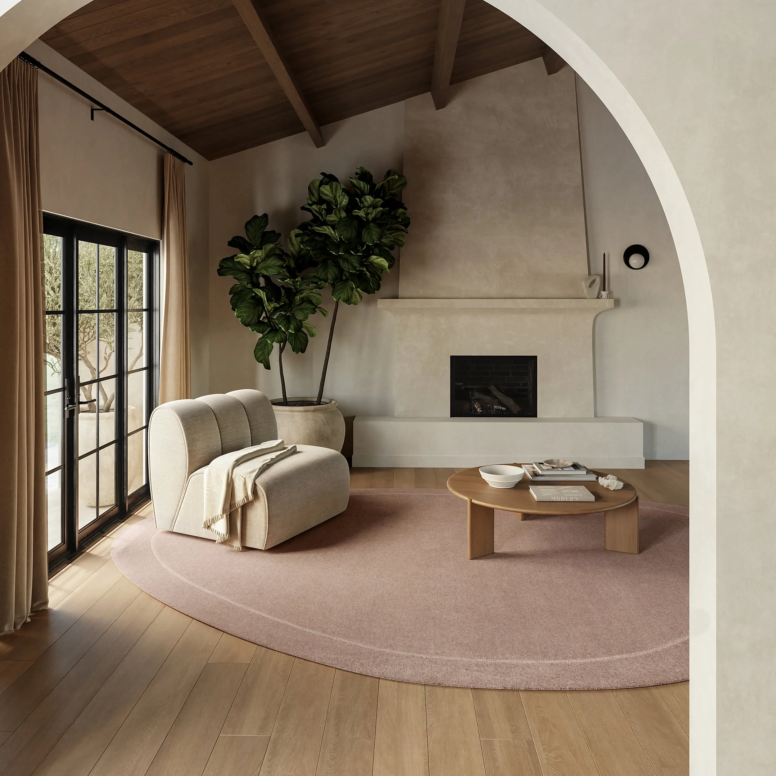 Los Feliz Abstract Wool Rug | Mauve - Image 2