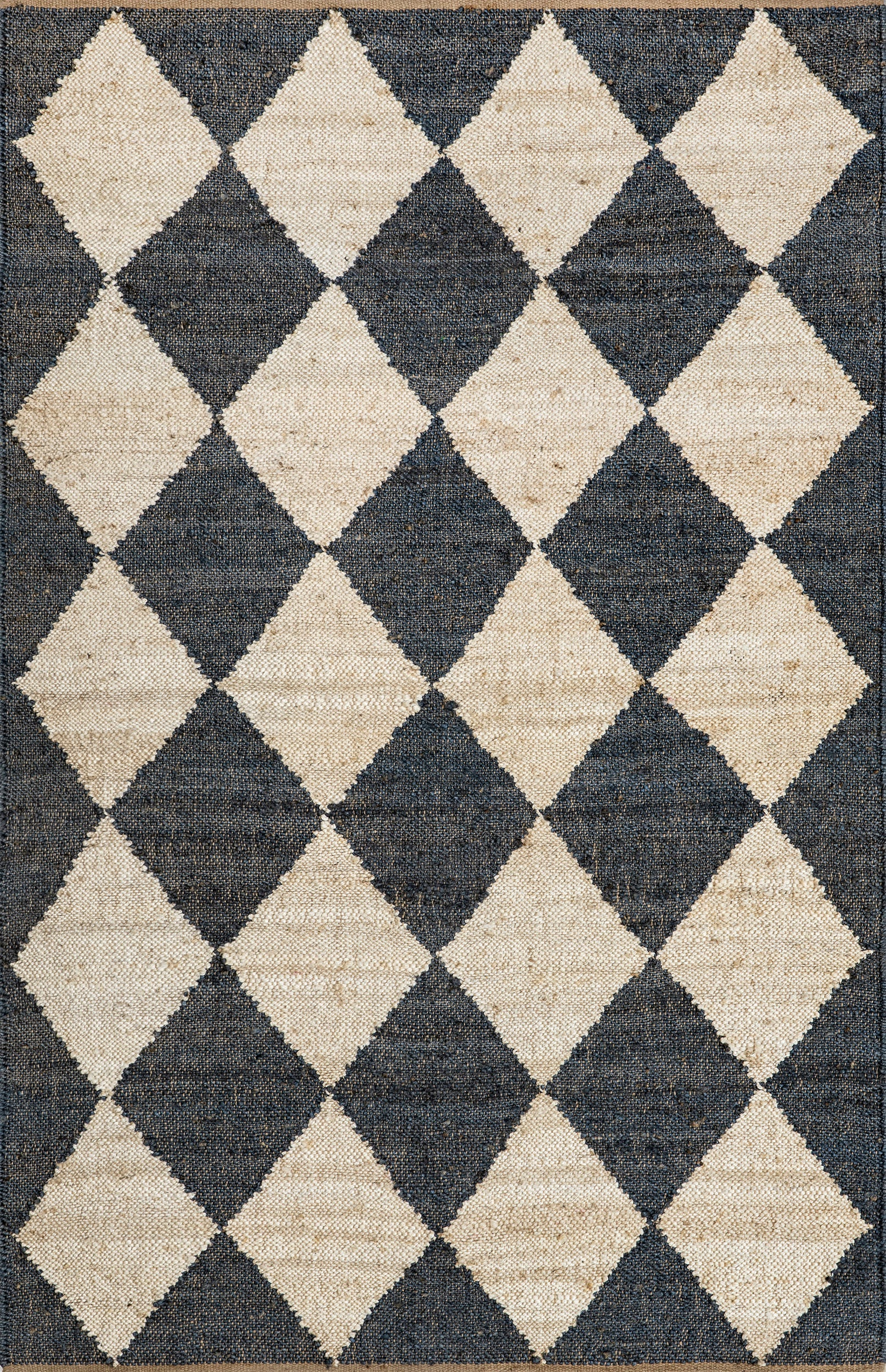 Louie Diamond Checkerboard Jute Rug | Charcoal