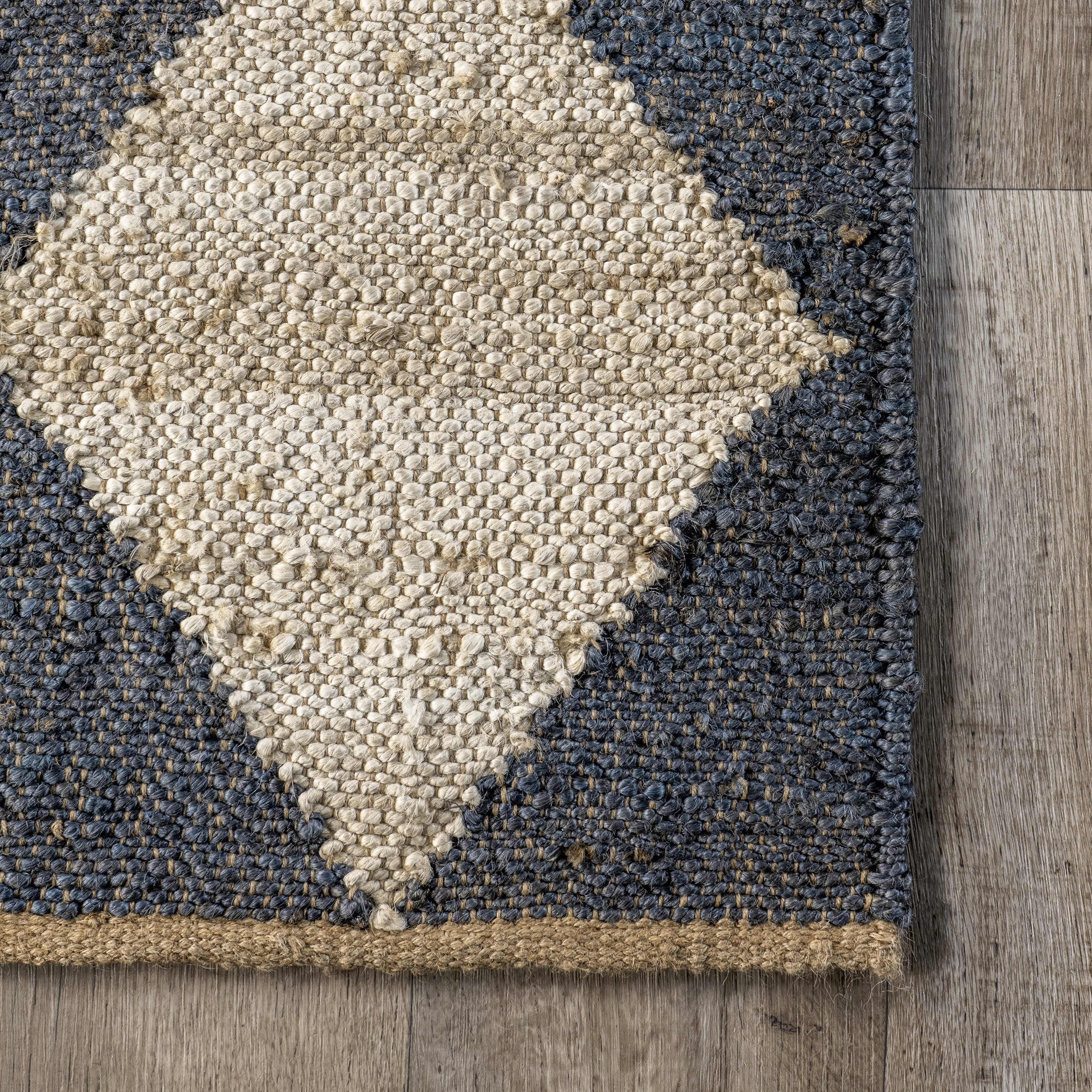 Louie Diamond Checkerboard Jute Rug | Charcoal - Image 3