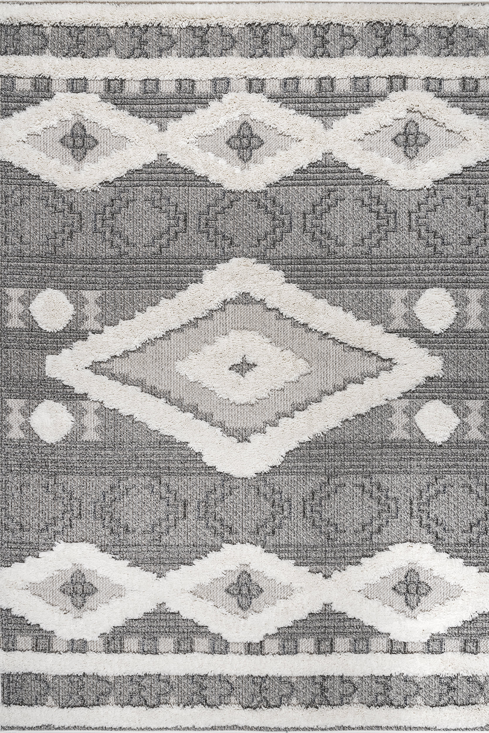 Louise Raised Diamond Rug | Grey