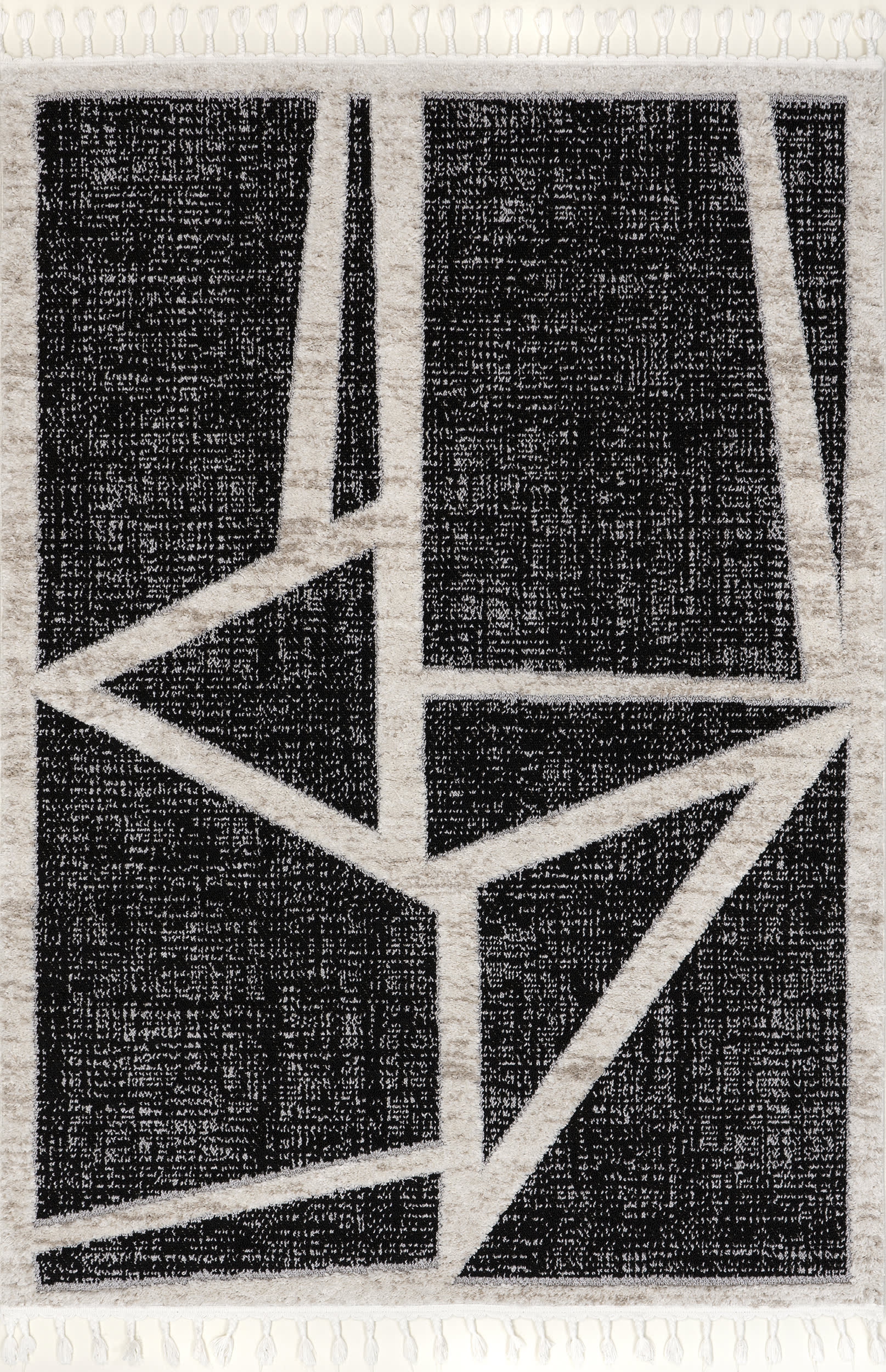 Lucille Vertex Tasseled Rug | Grey