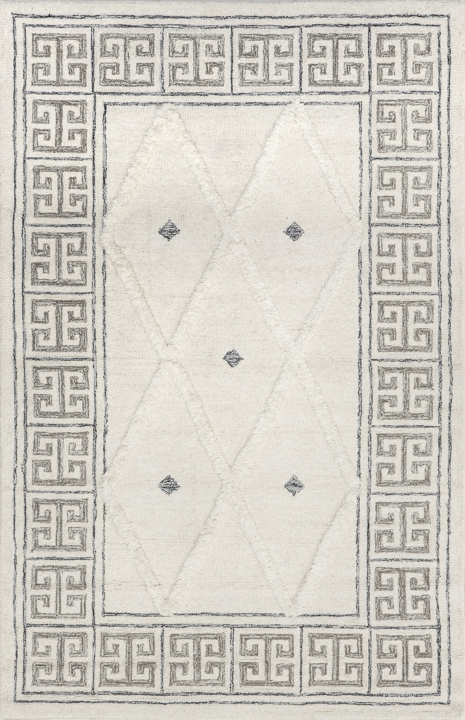 Lucinda Wool Bordered Trellis Rug | Ivory