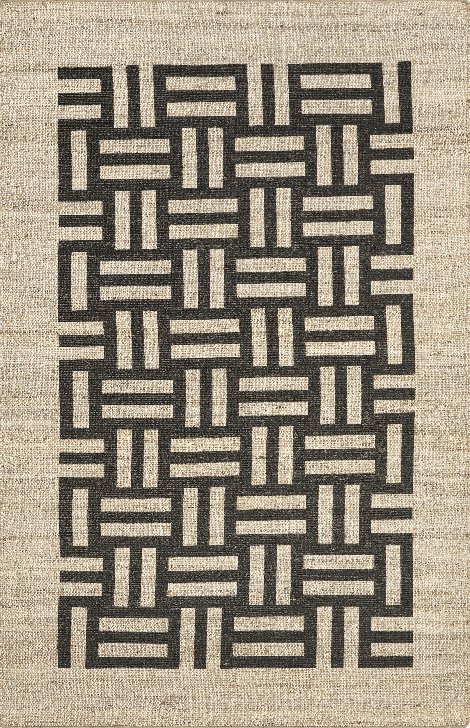 Luelle Basketweave Striped Rug | Ivory
