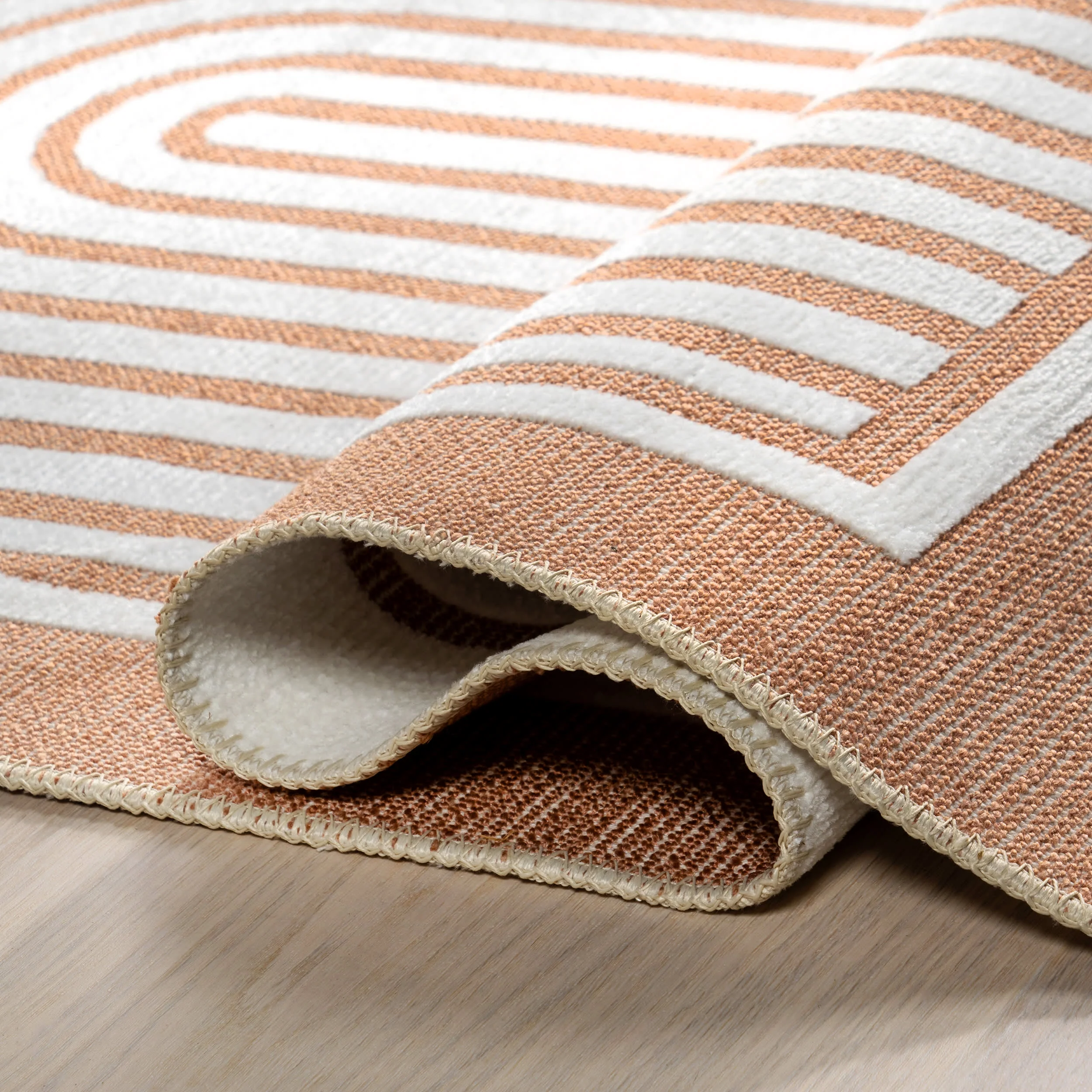 Lula Arced Reversible Washable Rug | Burnt Orange - Image 12
