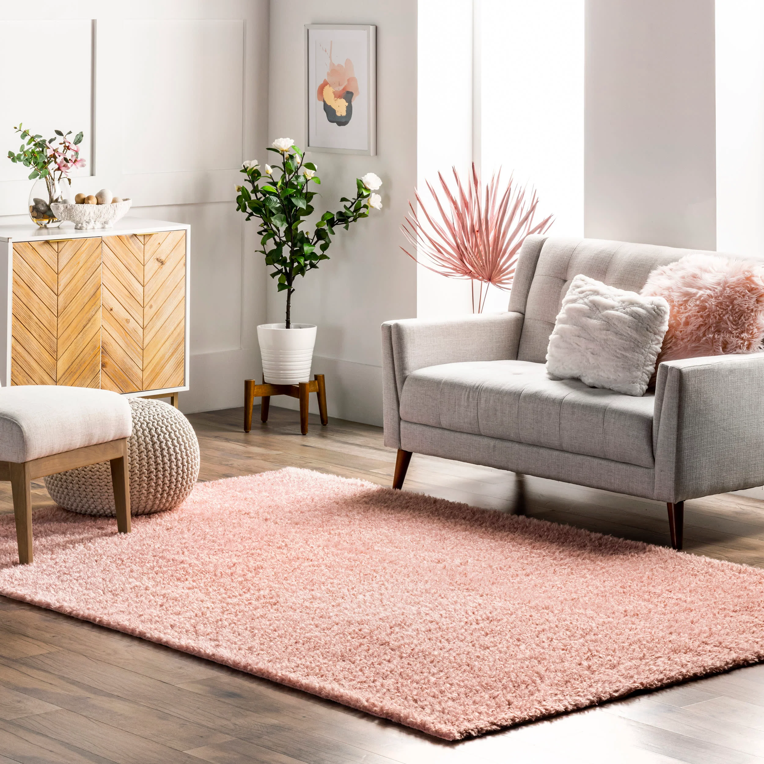 Luna Washable Shag Rug | Pink - Image 2