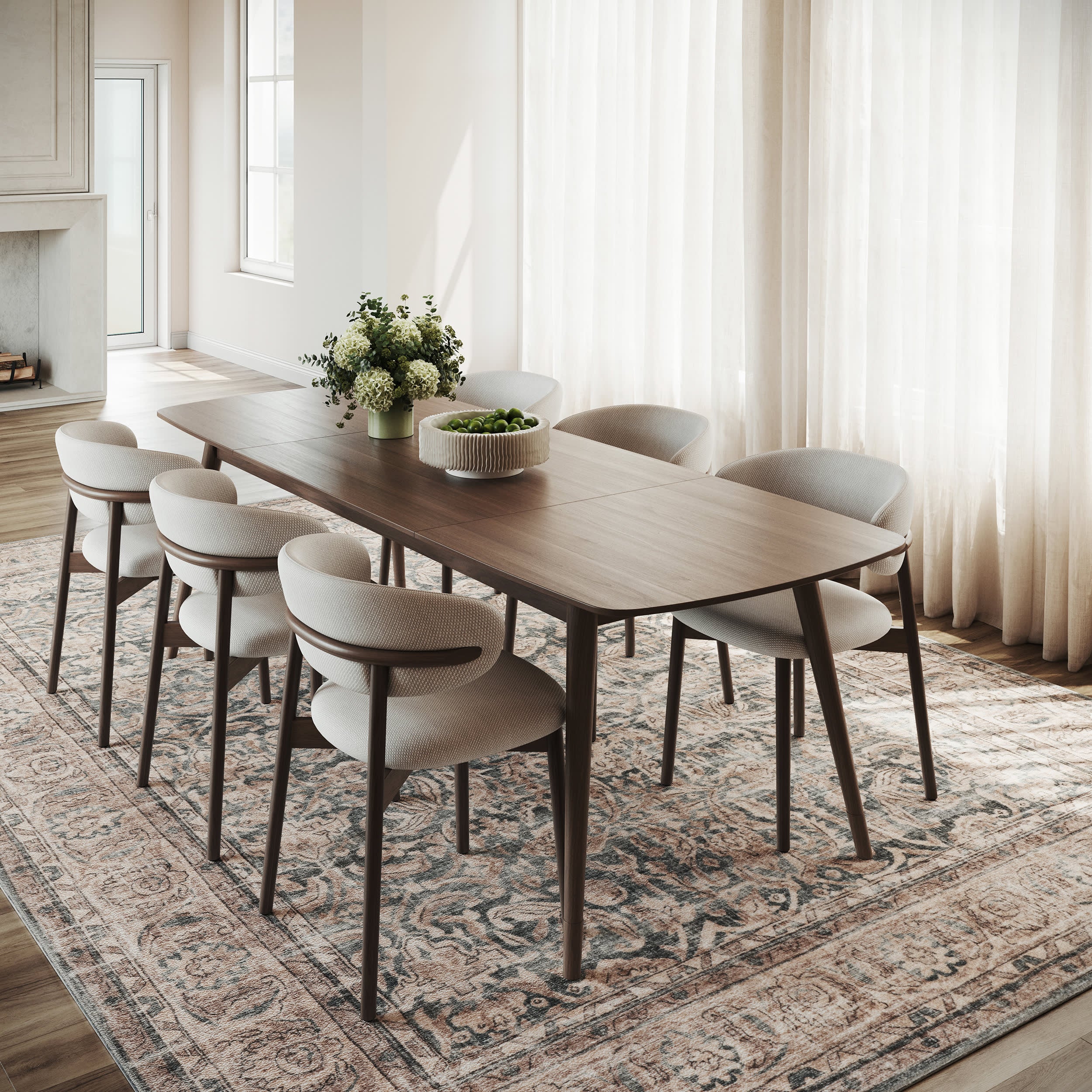 Lye Bordered Traditional Washable Rug | Tan - Image 2