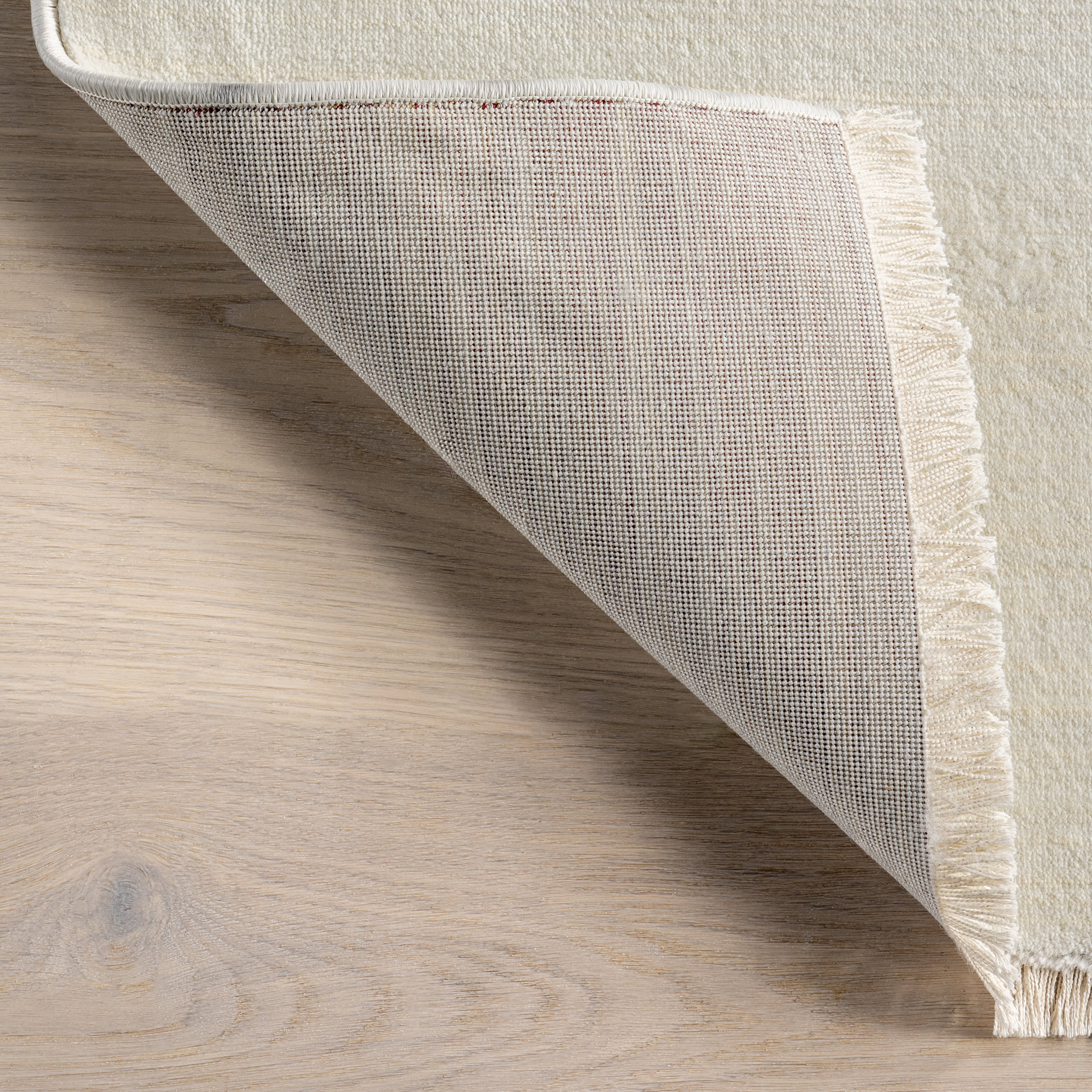 Lylah Solid Fringed Rug | Cream - Image 7