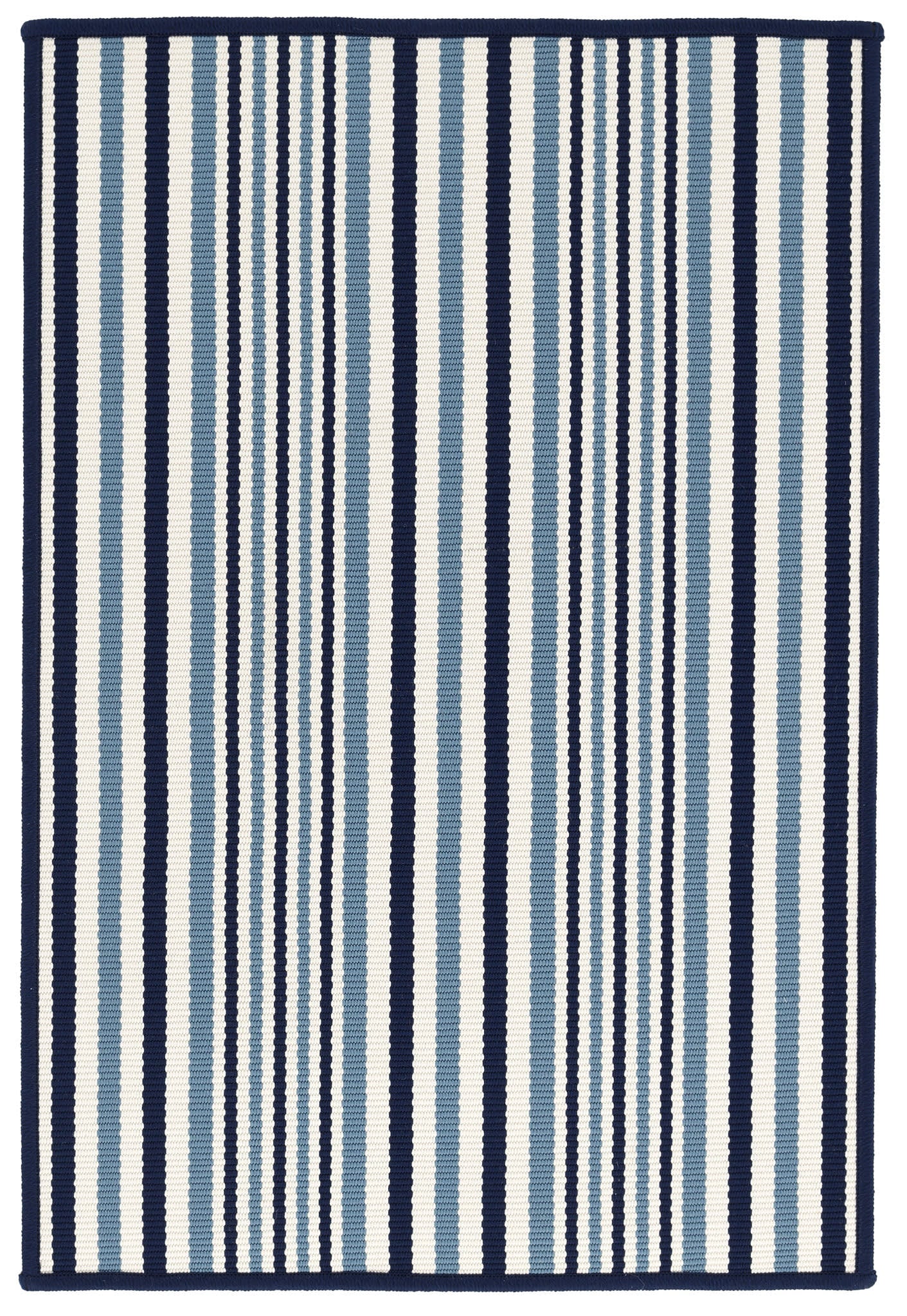 Lyndon Stripe Woven Indoor/Outdoor Custom Rug | Denim
