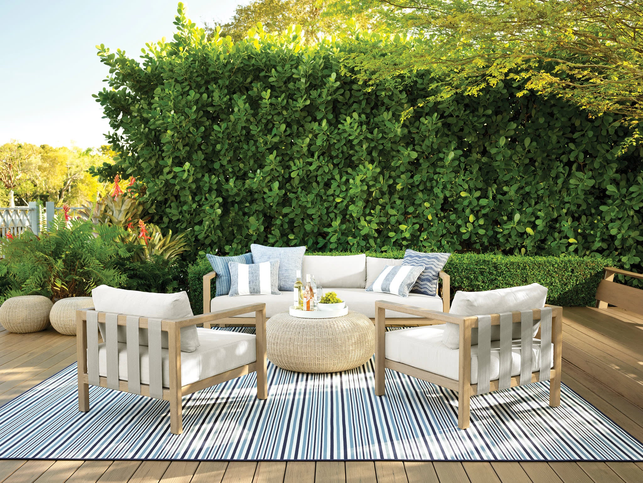 Lyndon Stripe Woven Indoor/Outdoor Custom Rug | Denim - Image 2