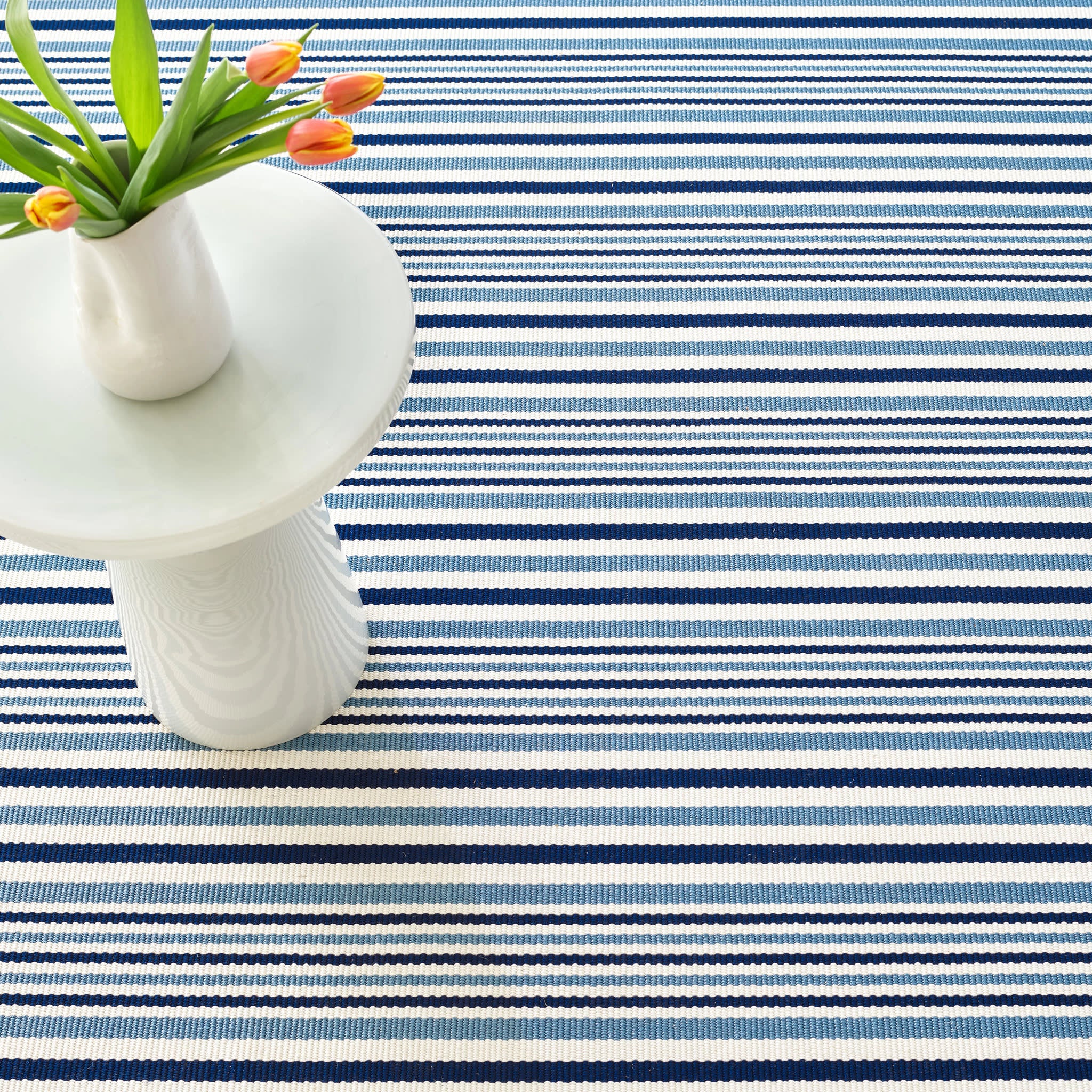 Lyndon Stripe Woven Indoor/Outdoor Custom Rug | Denim - Image 4