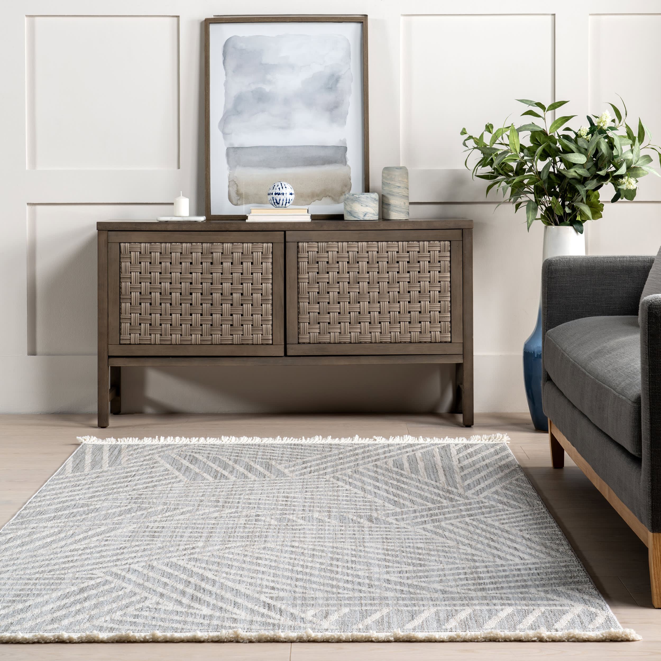 Lynette Running Lines Geometric Rug | Light Blue - Image 4