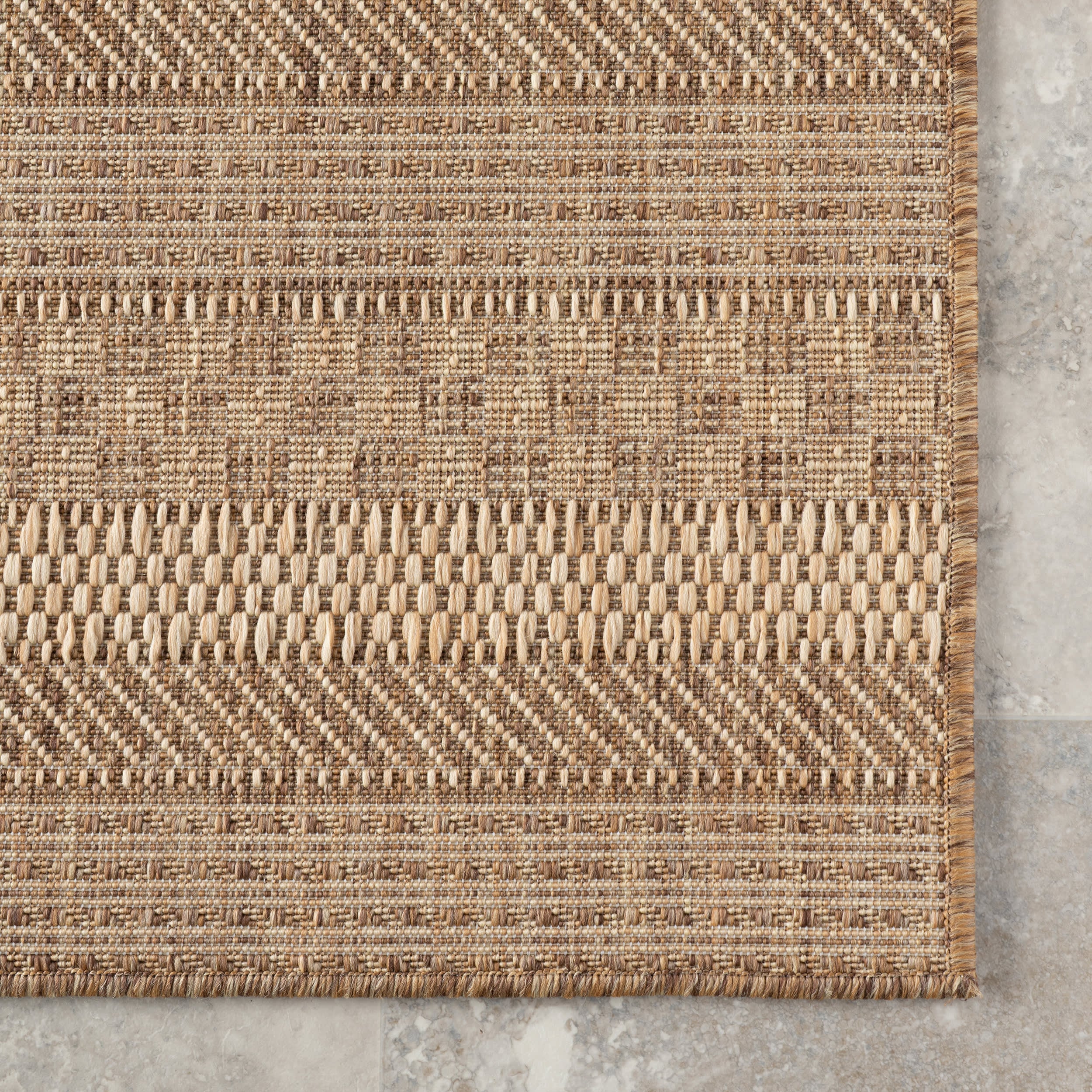 Lysette Striped Indoor/Outdoor Rug | Light Brown - Image 4