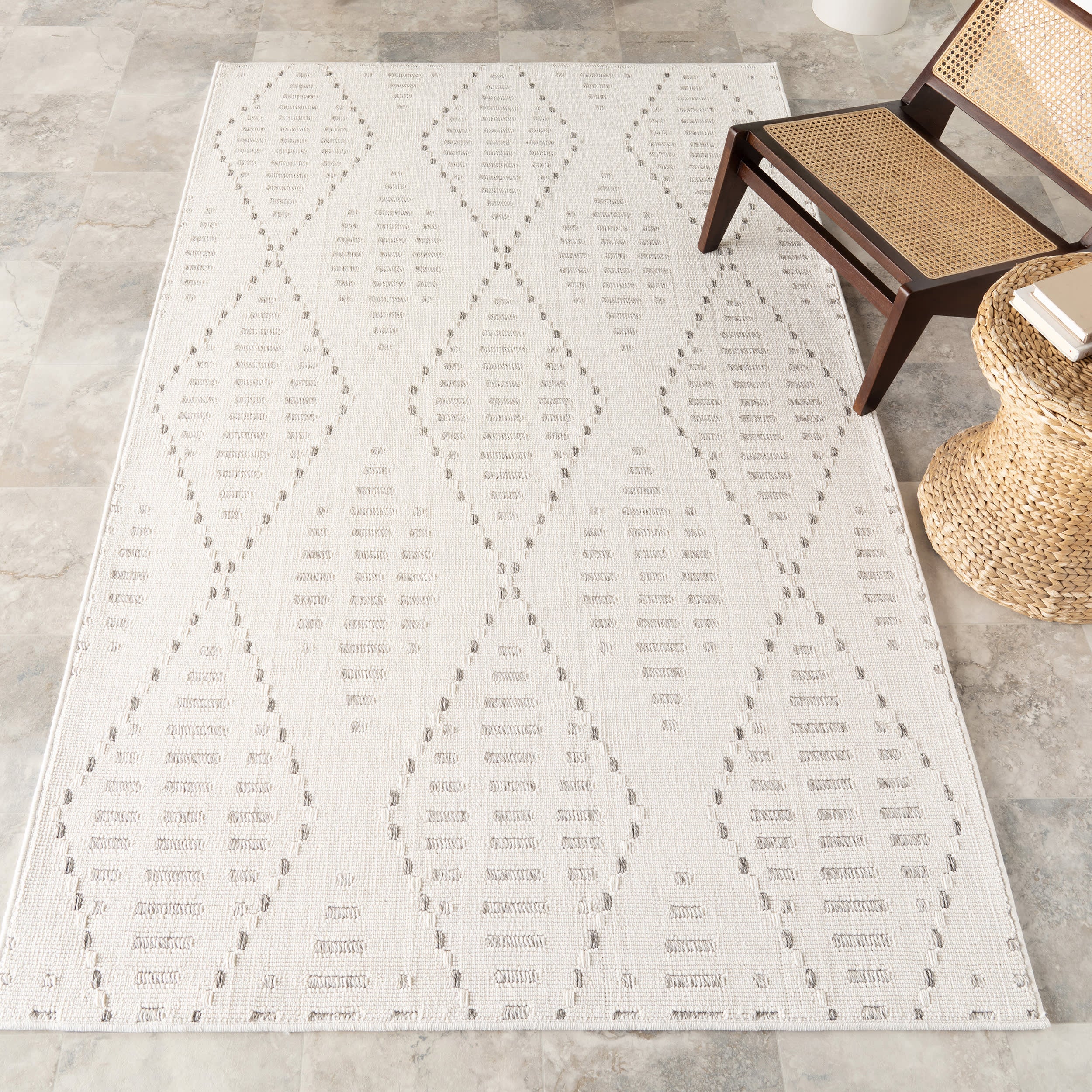 Maci Shaded Trellis Indoor/Outdoor Rug | Cream - Image 2