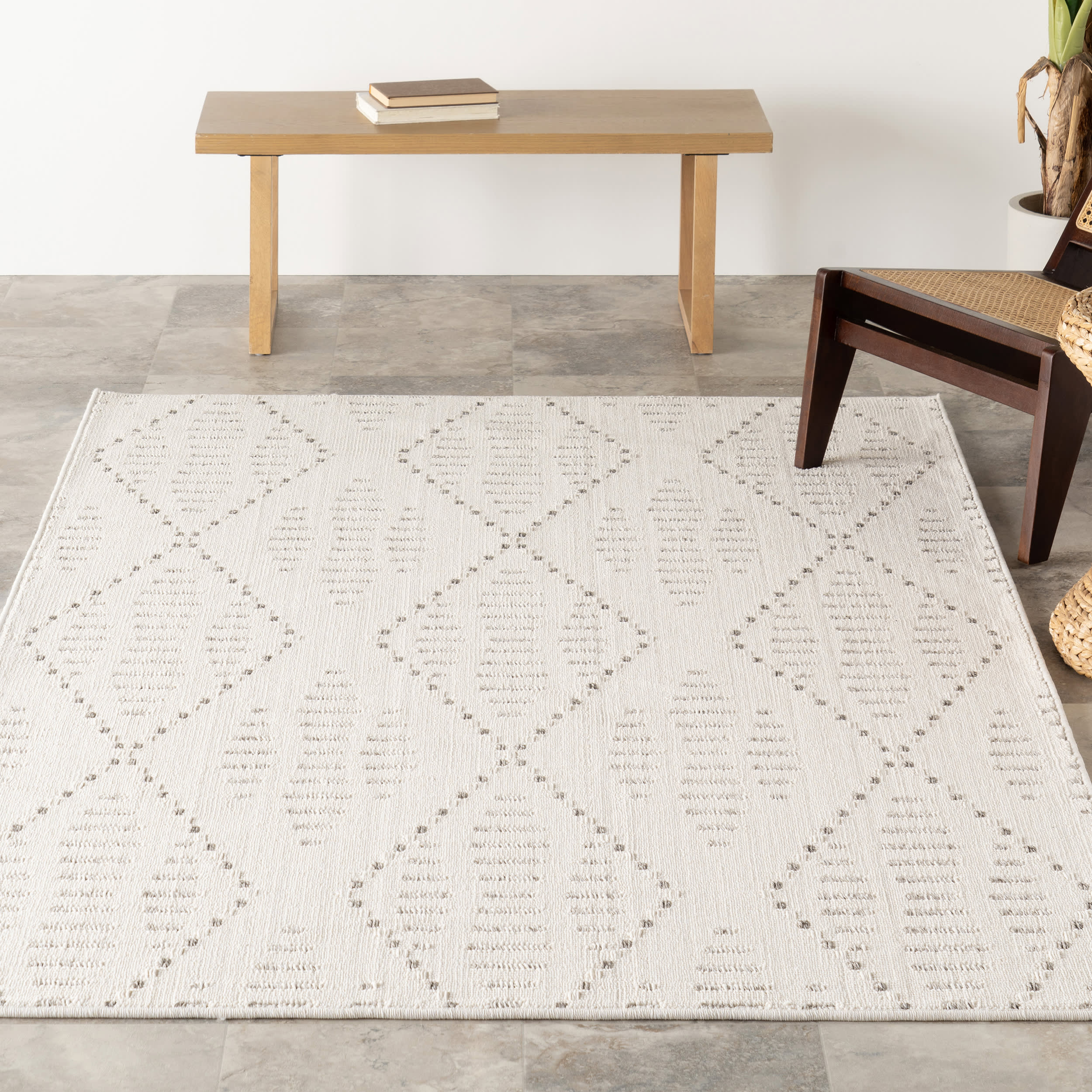 Maci Shaded Trellis Indoor/Outdoor Rug | Cream - Image 5