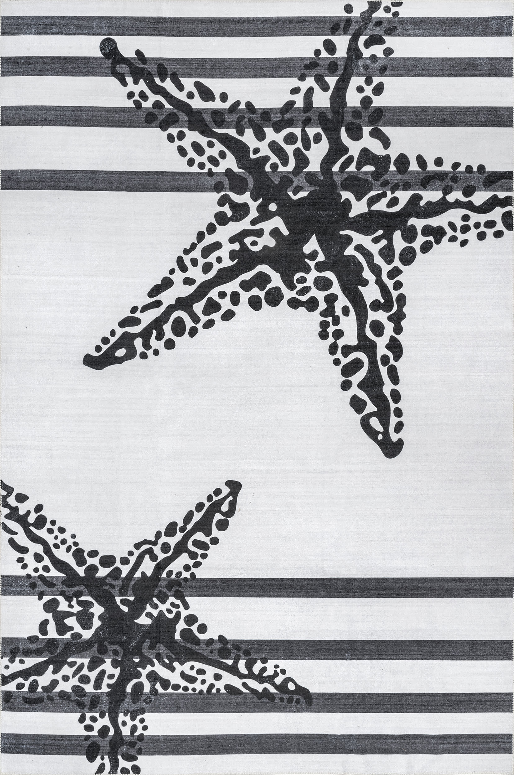 Maddy Starfish and Stripes Washable Rug | Grey